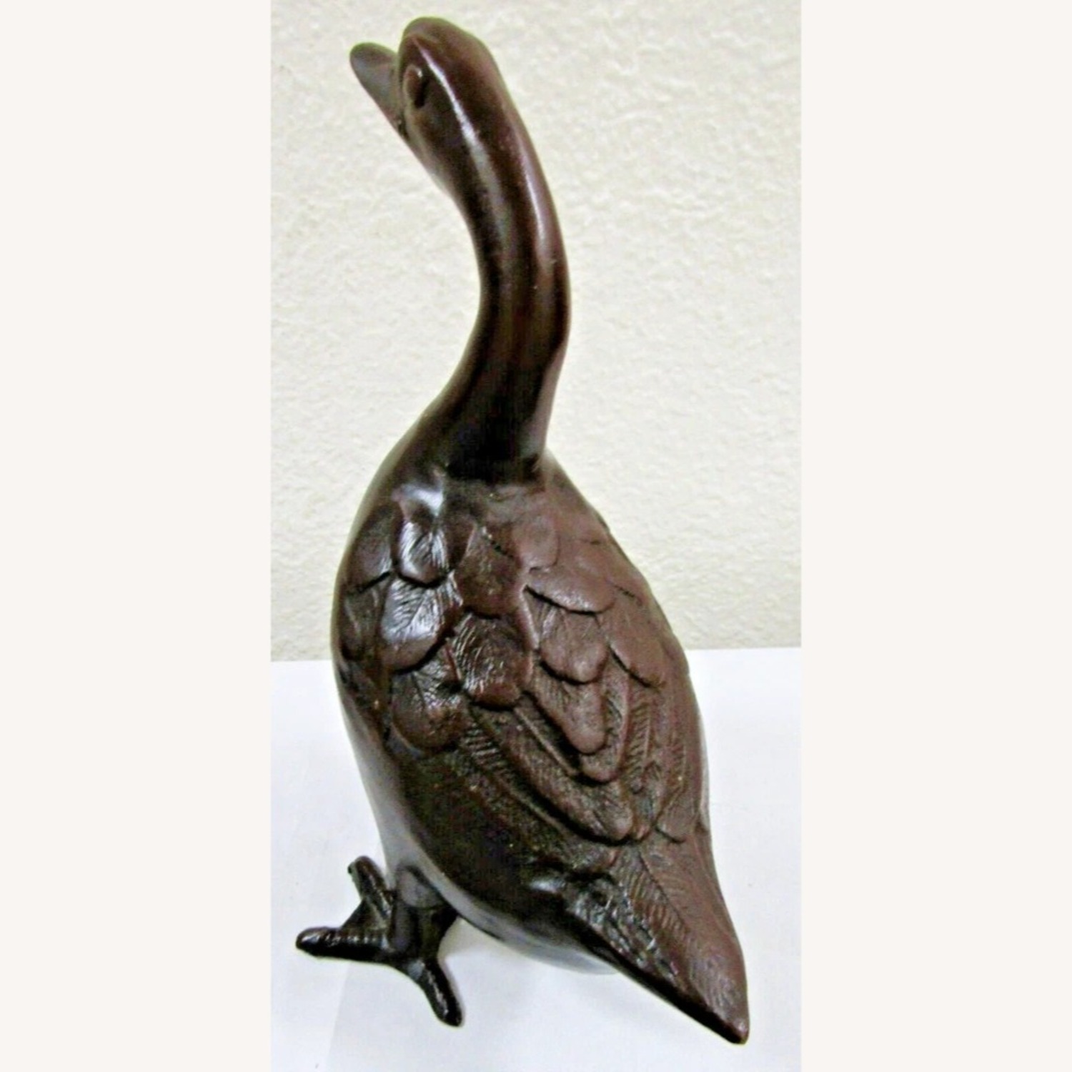 Pair of Vintage Detailed Bronze Geese Sculptures - image-5