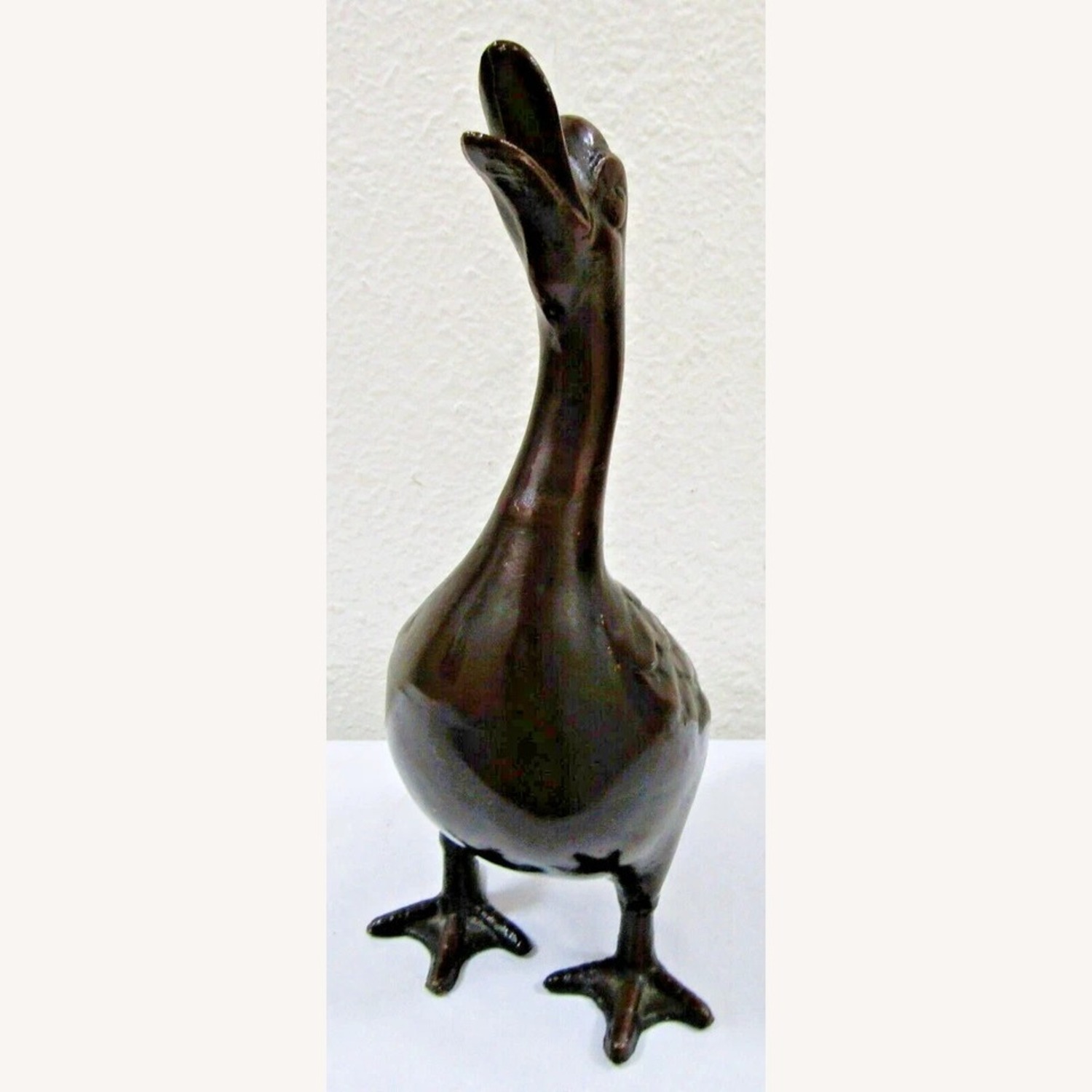 Pair of Vintage Detailed Bronze Geese Sculptures - image-15