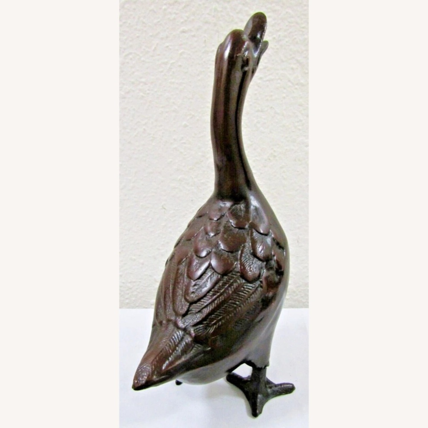 Pair of Vintage Detailed Bronze Geese Sculptures - image-12
