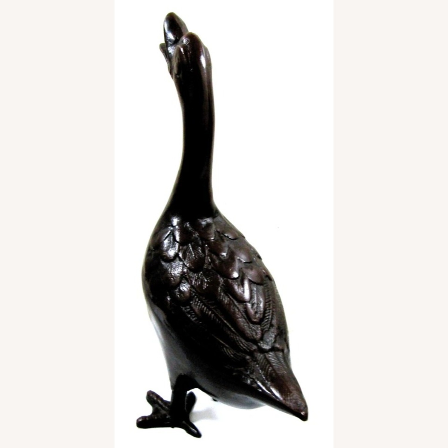 Pair of Vintage Detailed Bronze Geese Sculptures - image-13