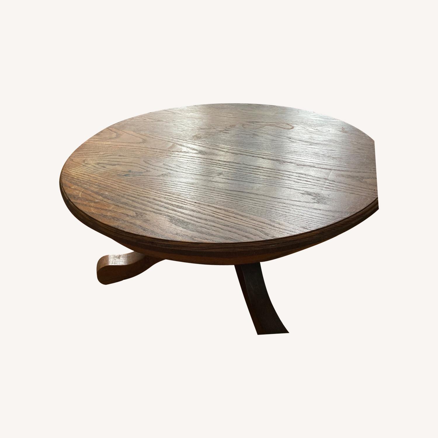 Solid Round Oak Coffee Table Curved Legs - image-0