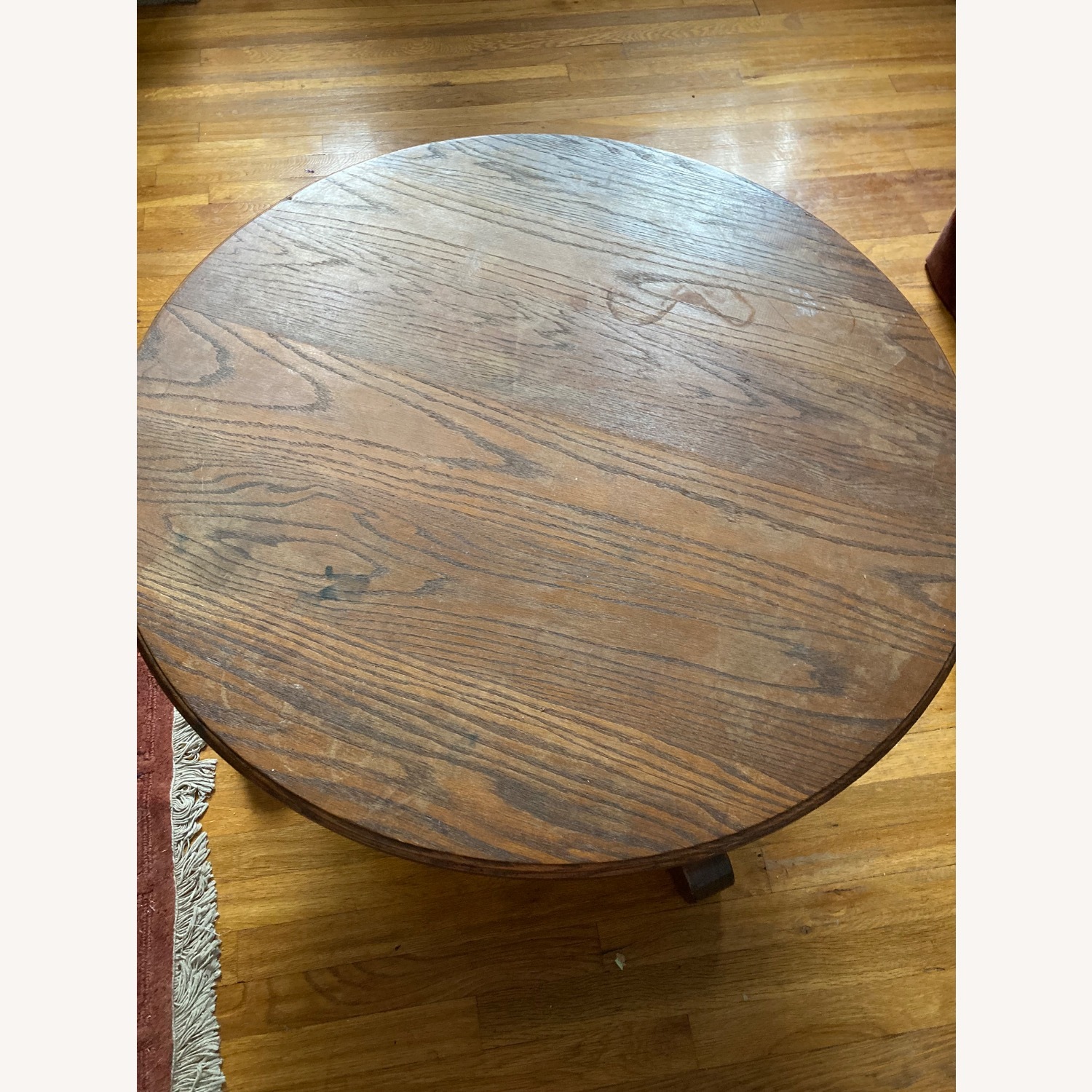 Solid Round Oak Coffee Table Curved Legs - image-1