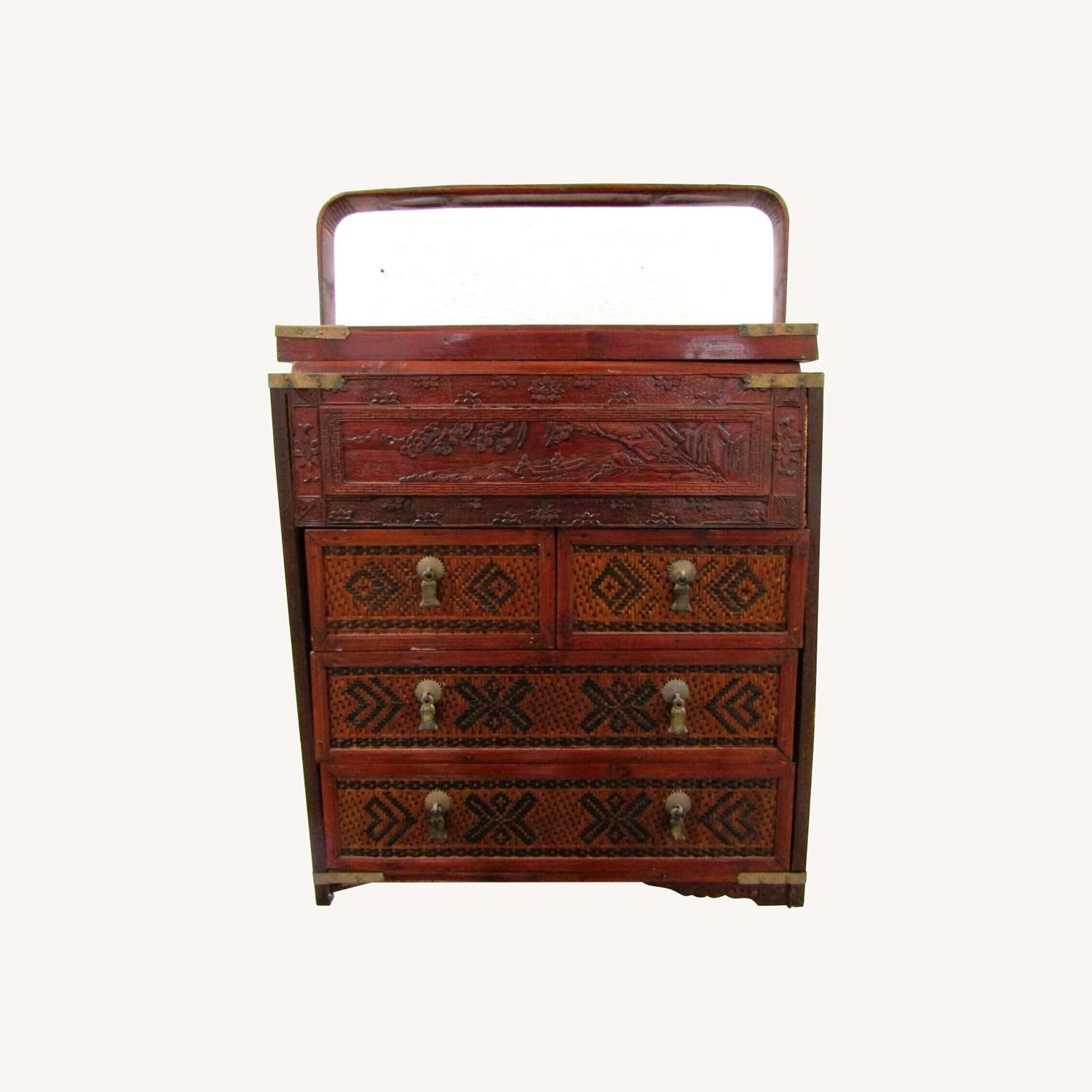 Antique Chinese Rattan Wedding Box - image-0