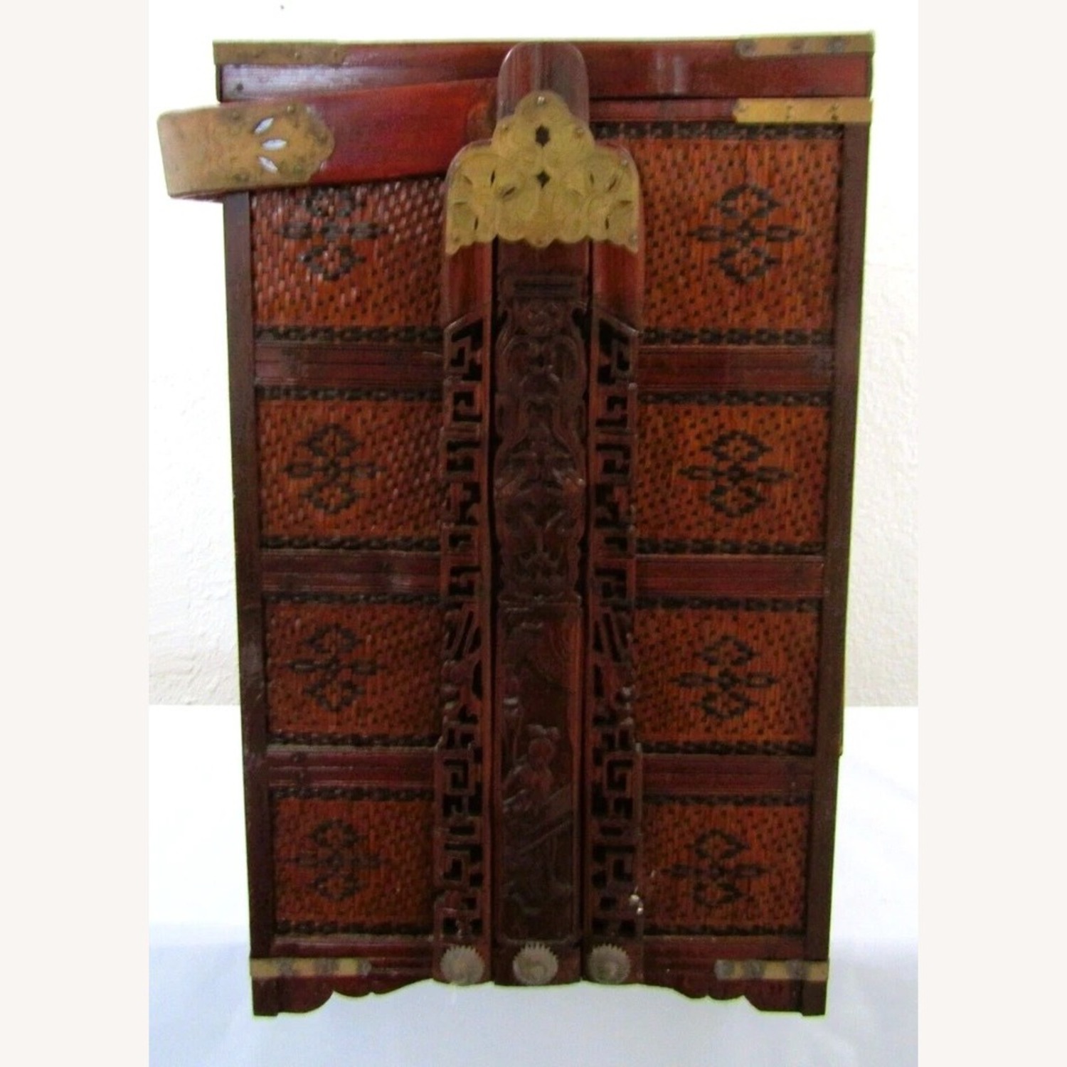 Antique Chinese Rattan Wedding Box - image-13