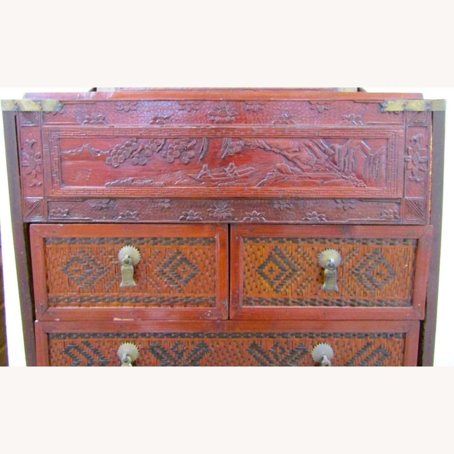 Antique Chinese Rattan Wedding Box - image-5