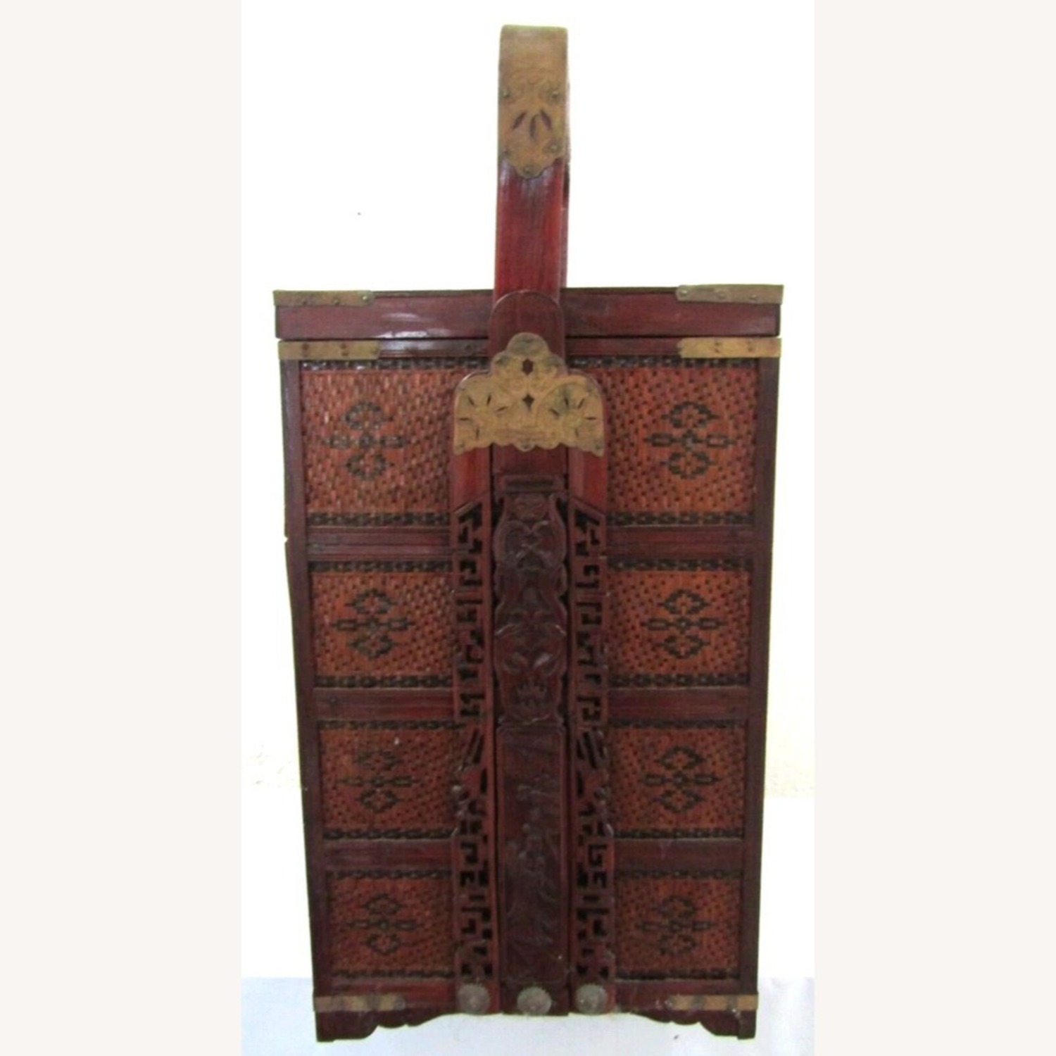 Antique Chinese Rattan Wedding Box - image-7