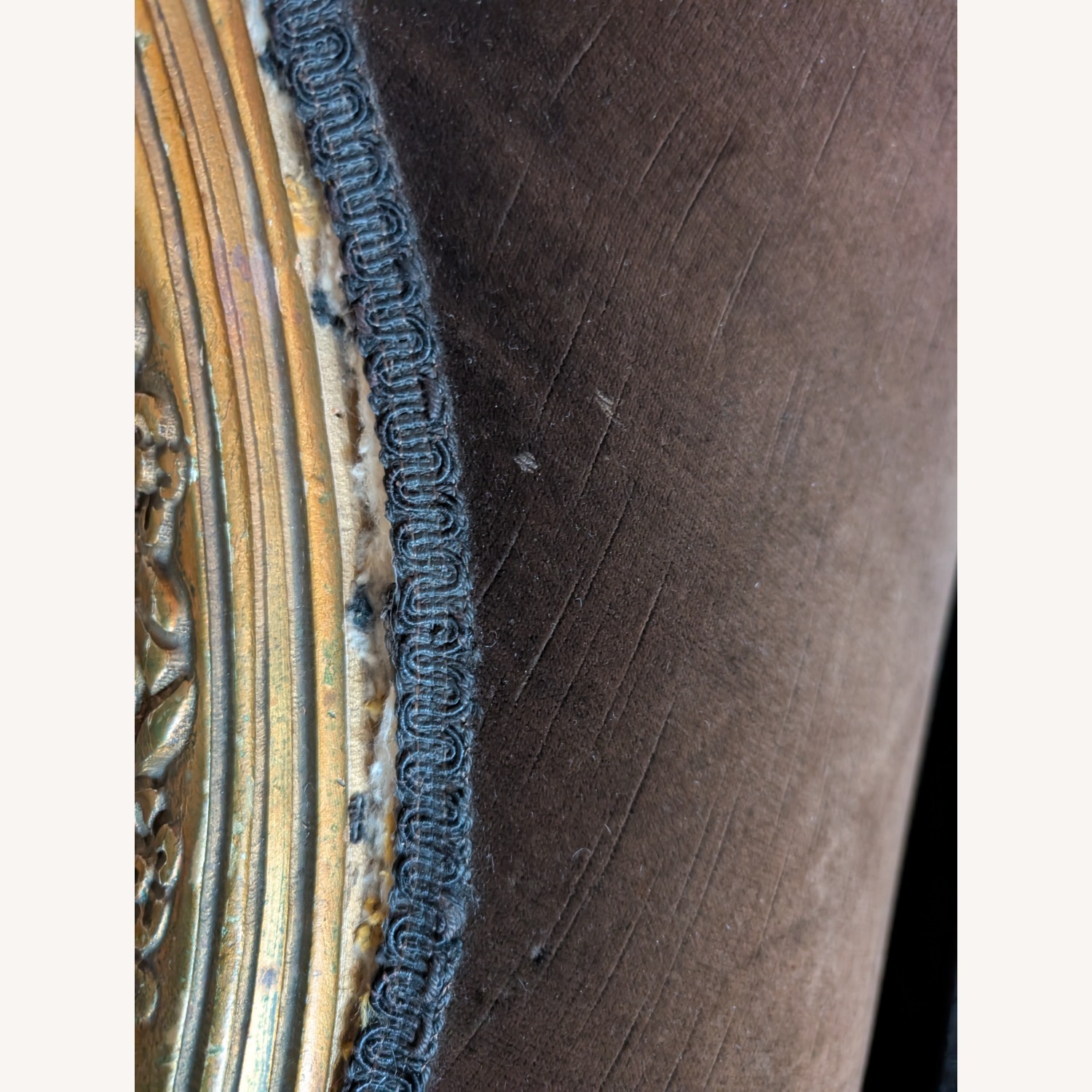 Antique Baroque Gilded Velvet Sofa - image-4