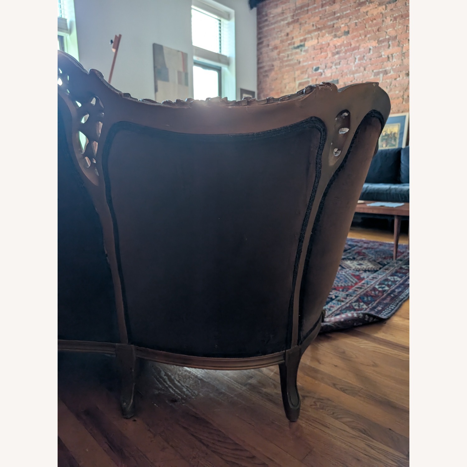 Antique Baroque Gilded Velvet Sofa - image-2