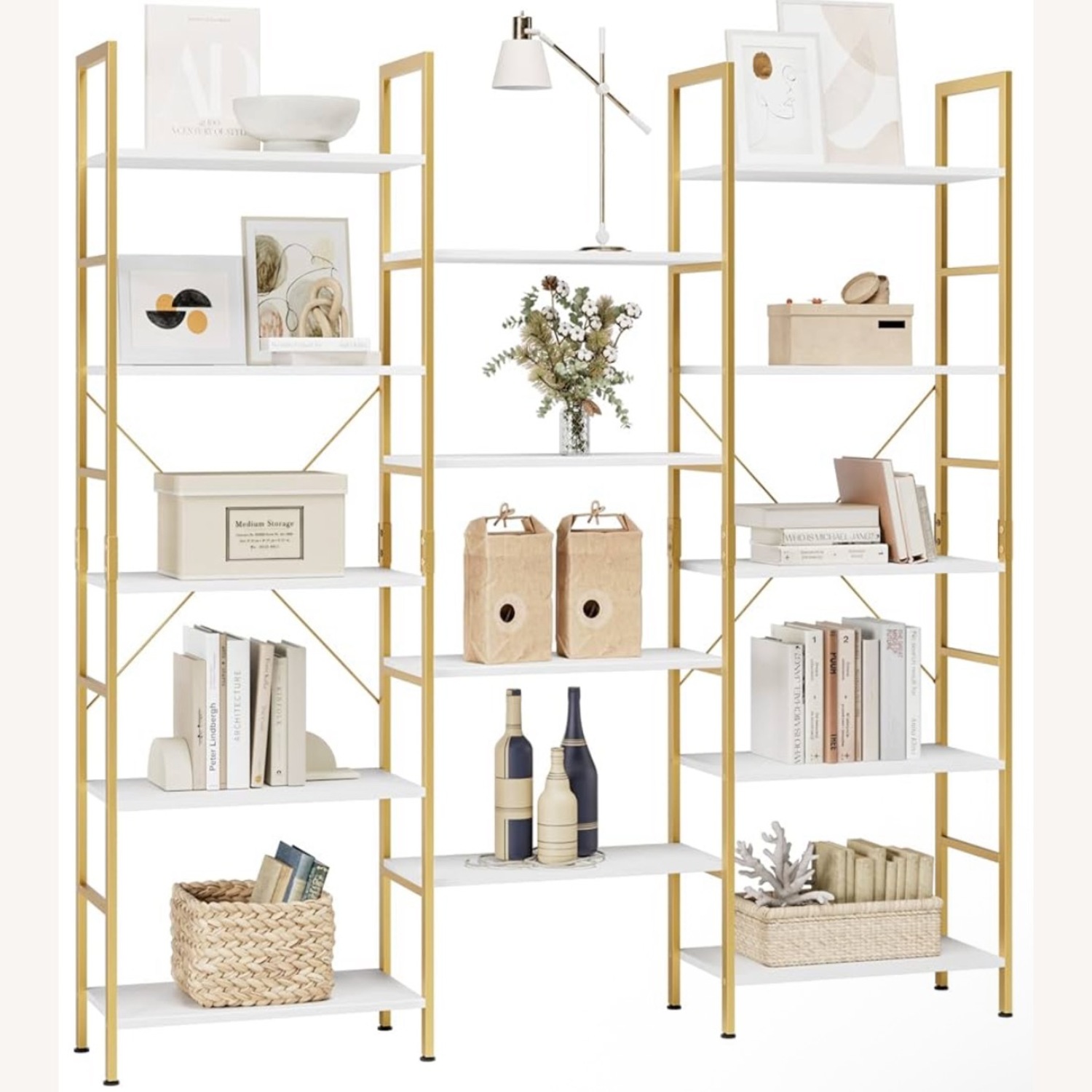 FINETONES Triple Wide 5-Tier Bookshelf - image-4