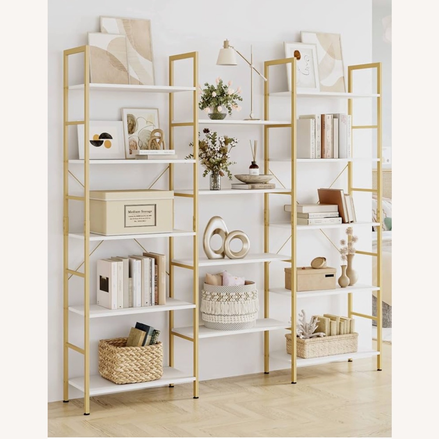 FINETONES Triple Wide 5-Tier Bookshelf - image-3