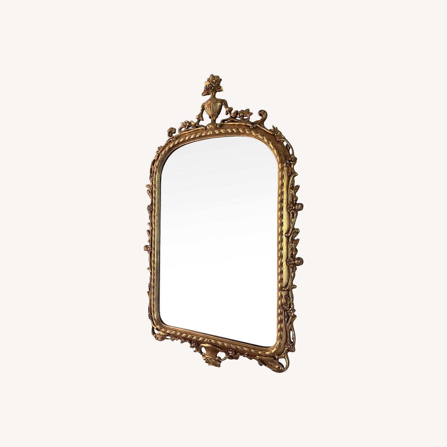 Wooden Beveled Mirror with Gold Leaf - image-0