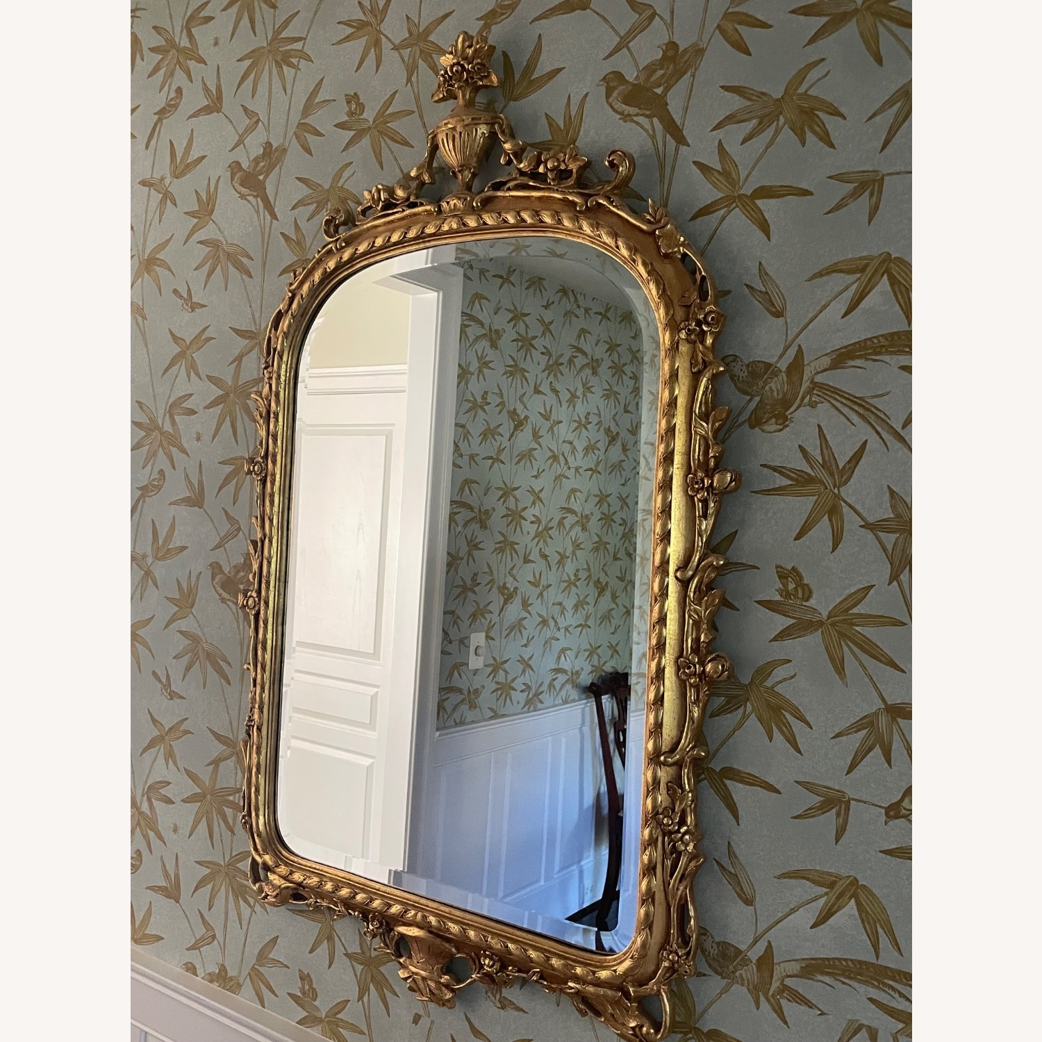 Wooden Beveled Mirror with Gold Leaf - image-1