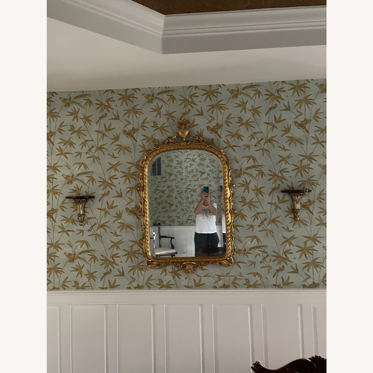 Wooden Beveled Mirror with Gold Leaf - image-3
