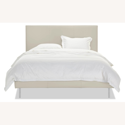 Used Room & Board White Leather Queen Bed for sale on AptDeco