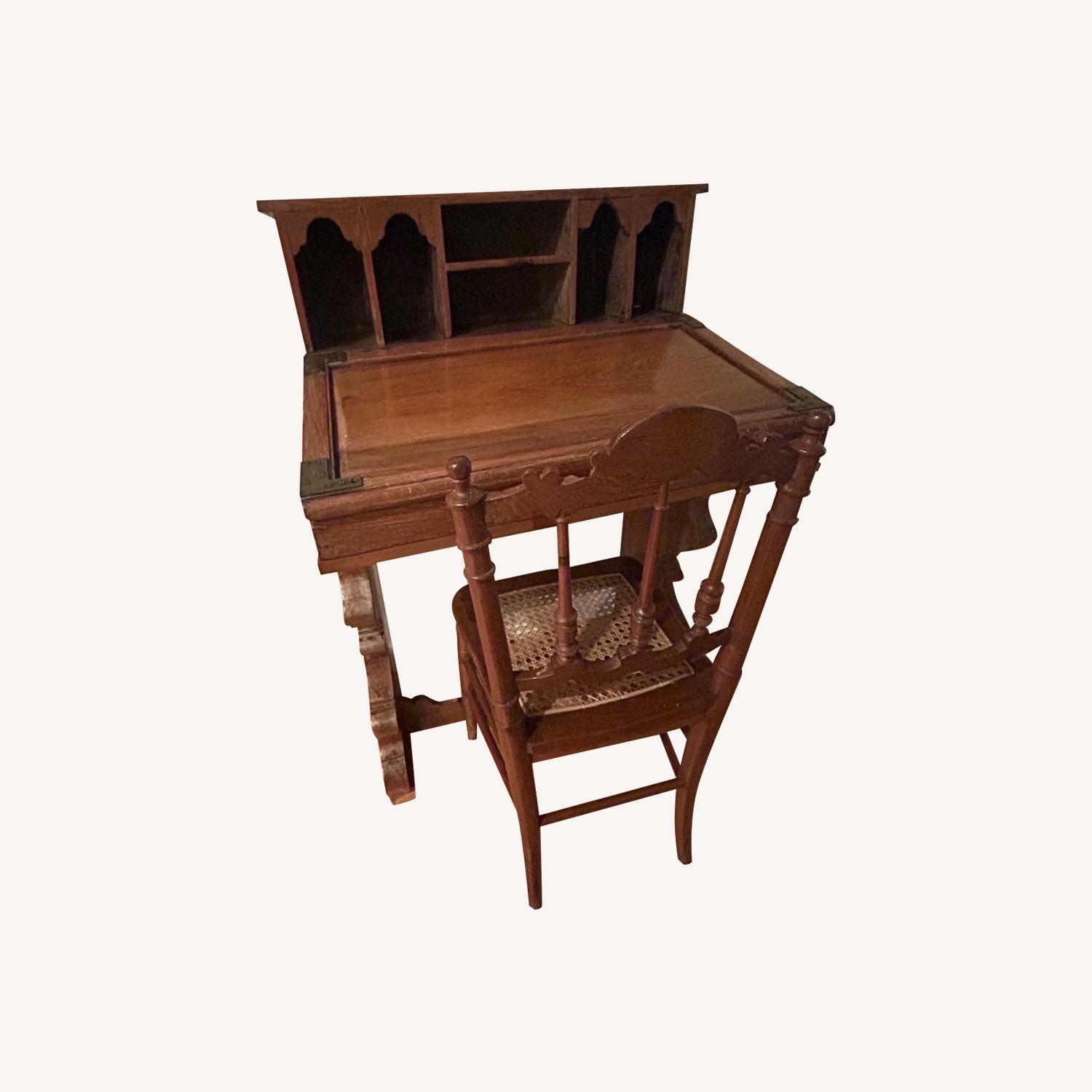 Antique Study Table With Chair - image-0