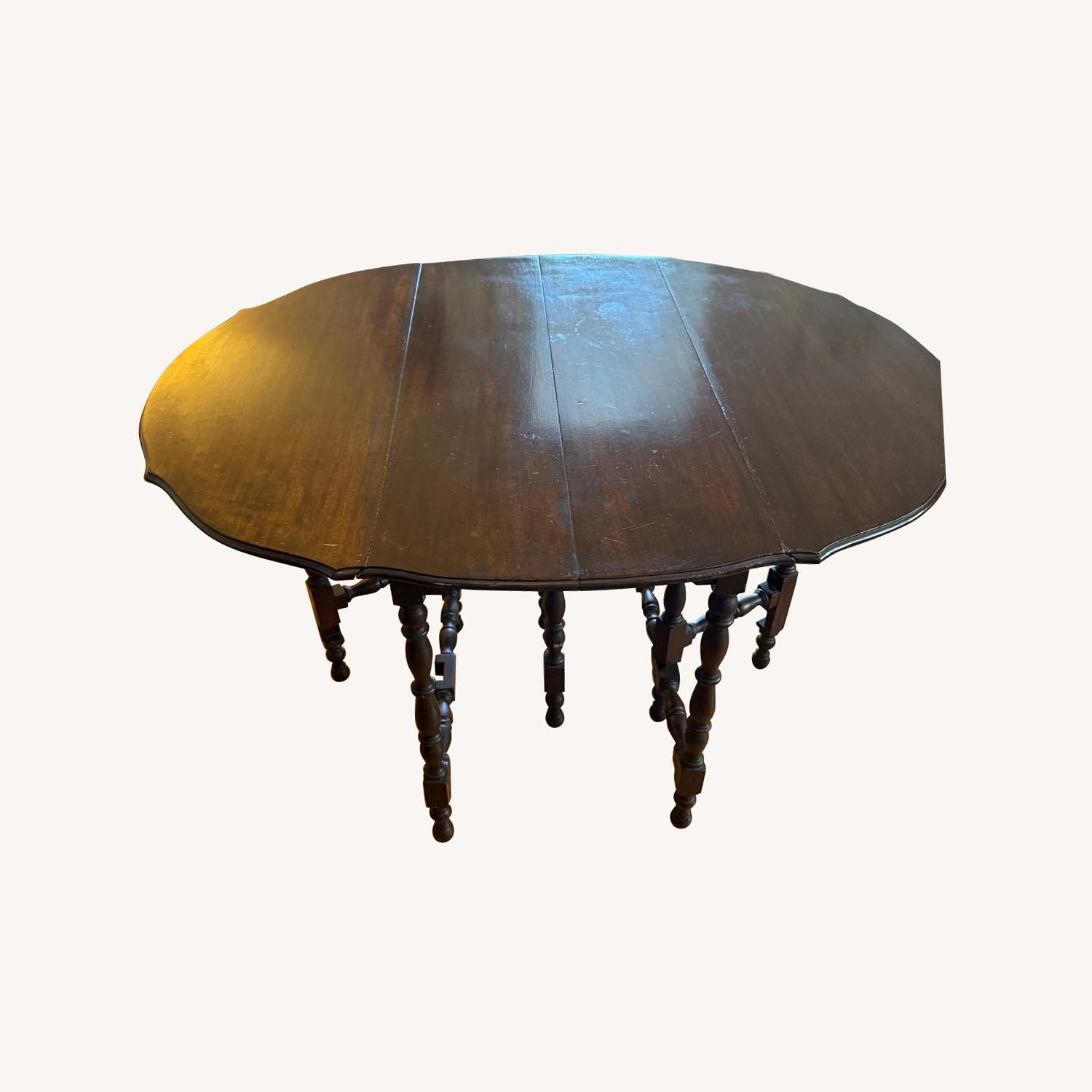 Antique Dark Wood Drop Leaf Table - image-0