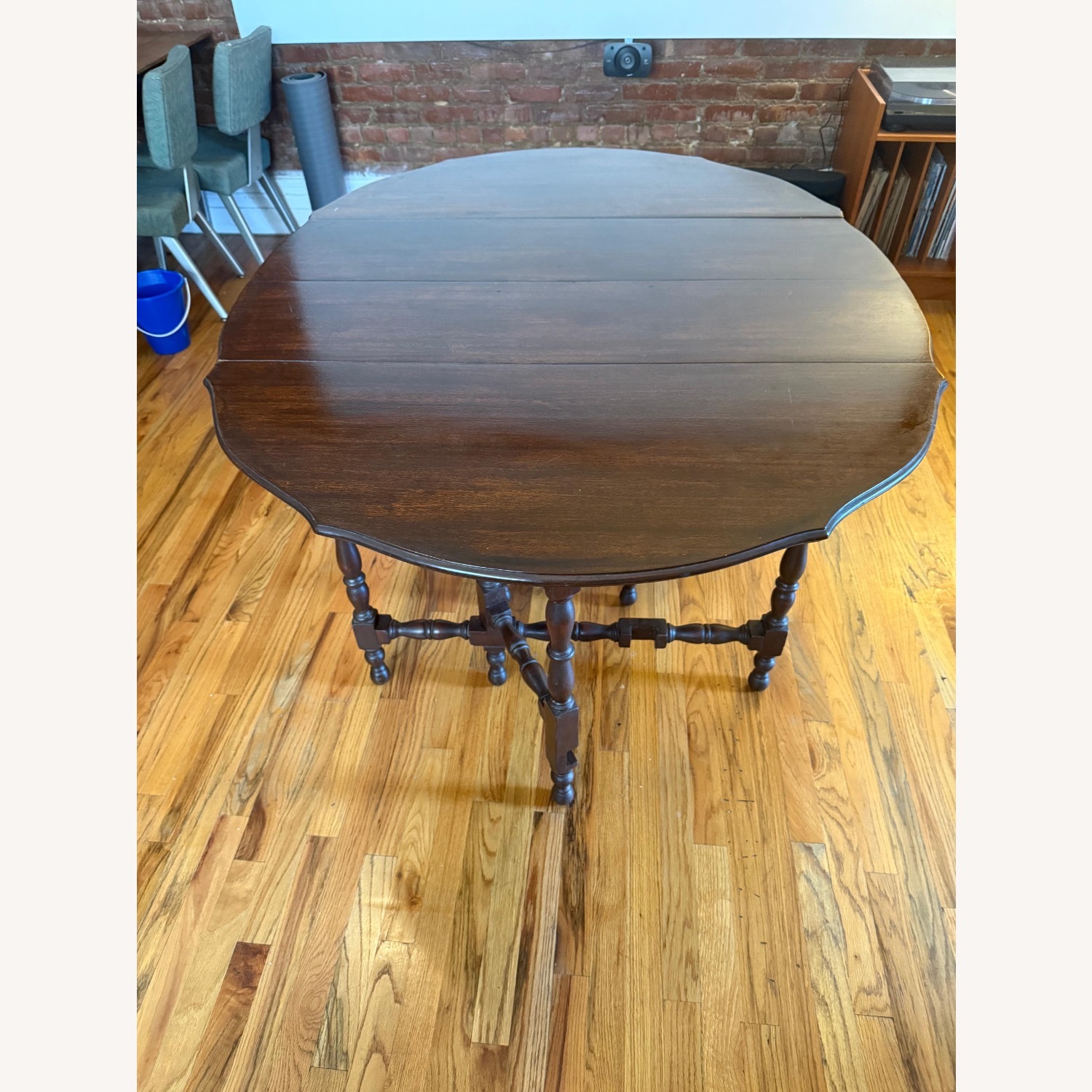 Antique Dark Wood Drop Leaf Table - image-1