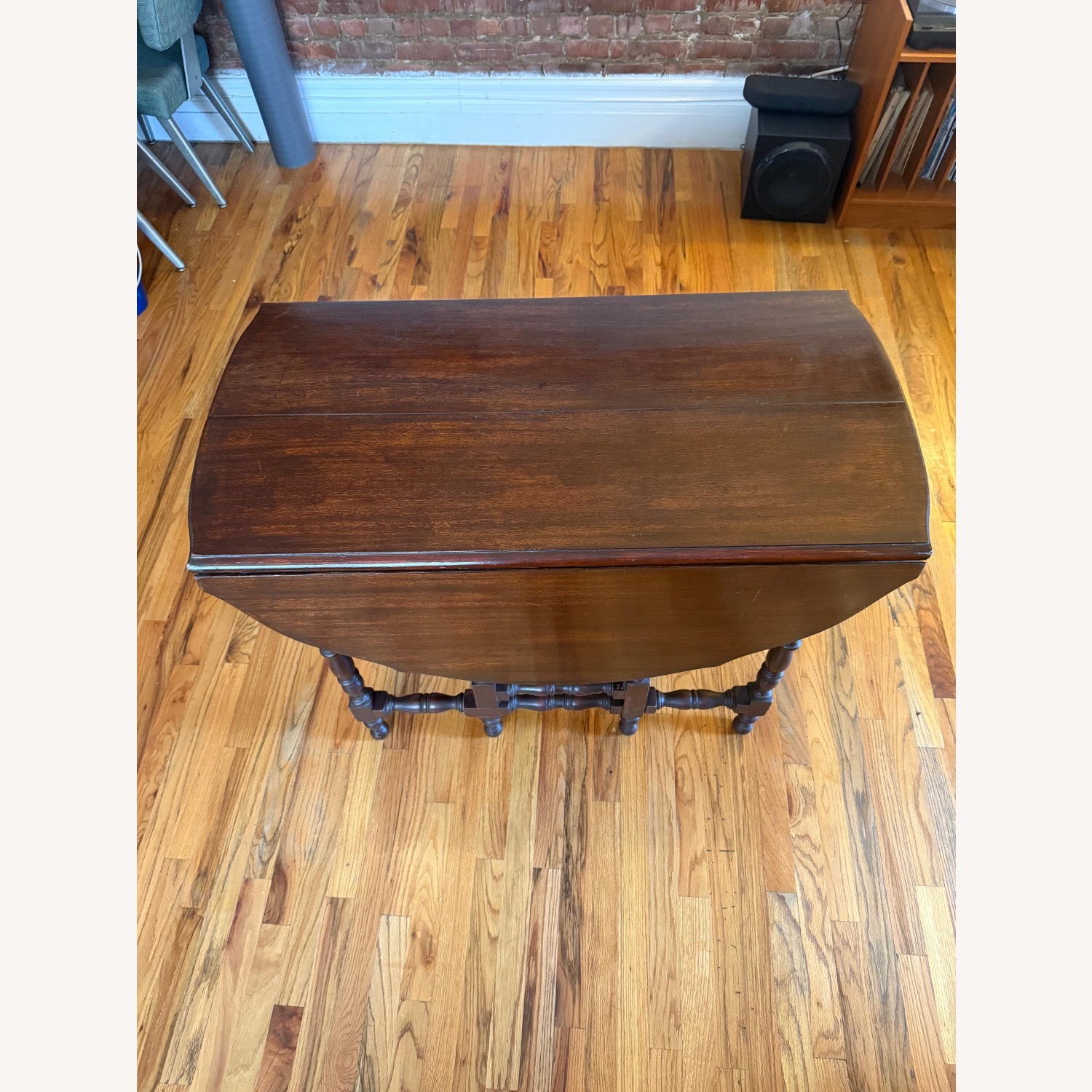 Antique Dark Wood Drop Leaf Table - image-4