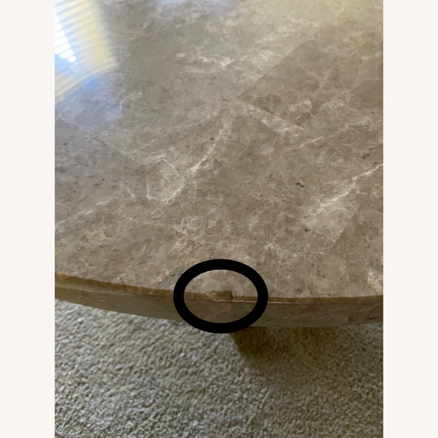 Carena 52-inch Round Biege Marble Top Table - image-3