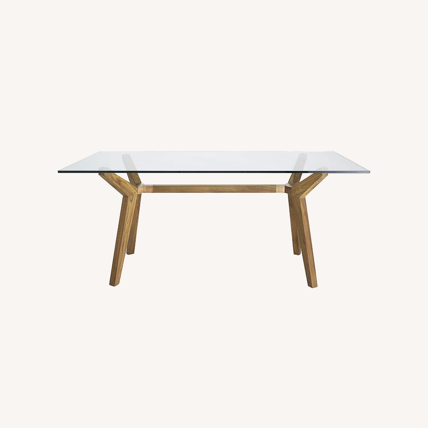 Crate & Barrel Strut (Glass/Oak) Work Table - image-0