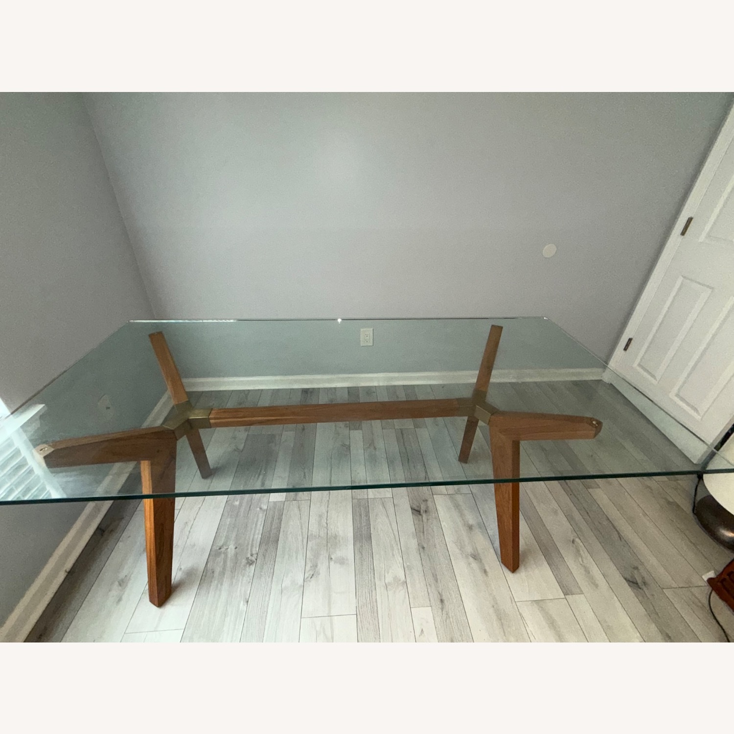 Crate & Barrel Strut (Glass/Oak) Work Table - image-5