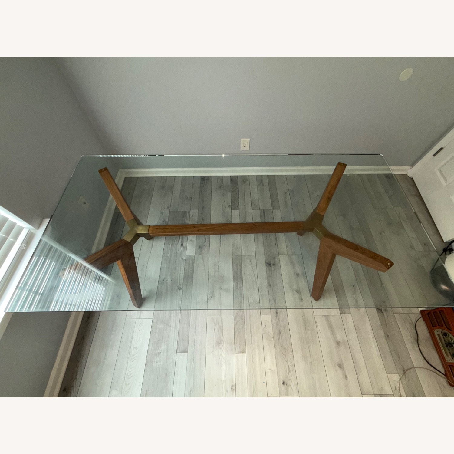 Crate & Barrel Strut (Glass/Oak) Work Table - image-6