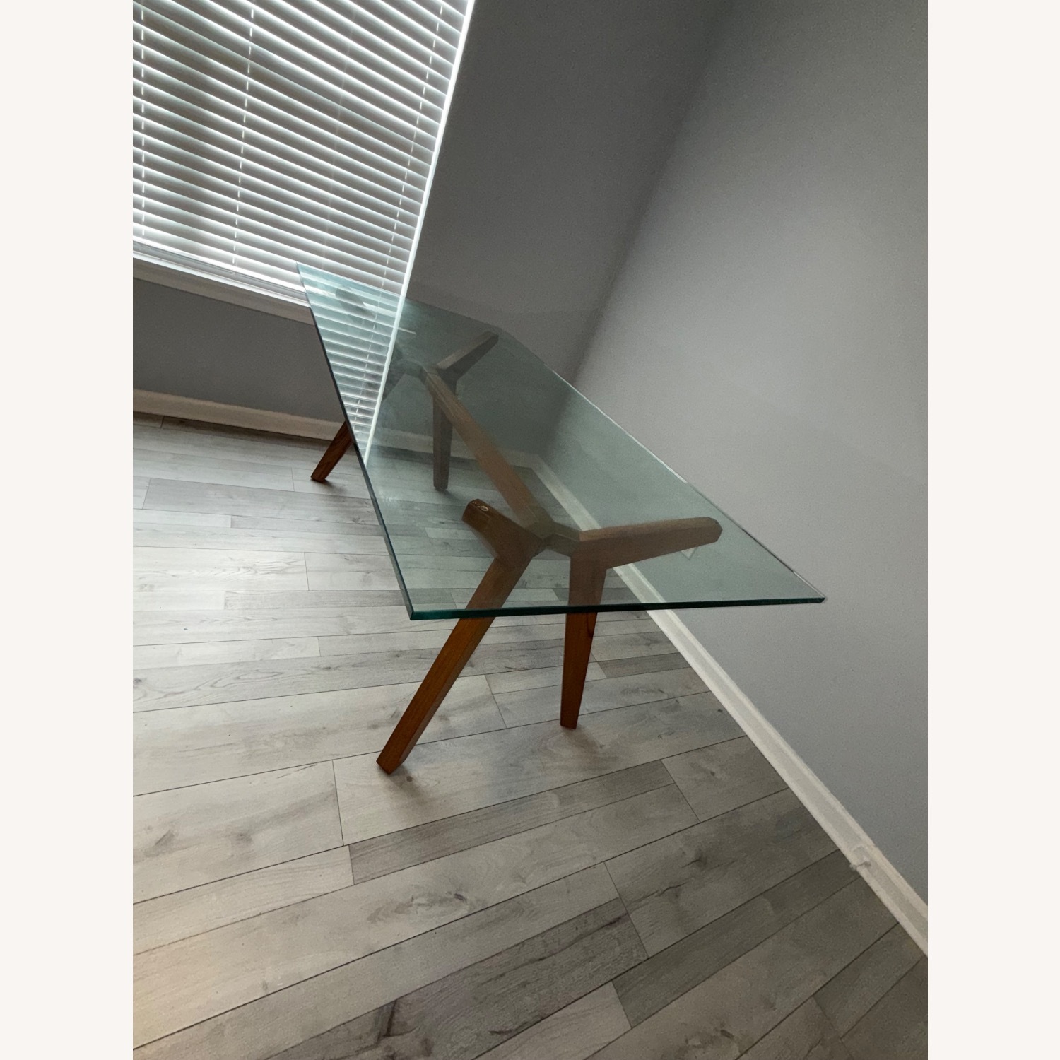 Crate & Barrel Strut (Glass/Oak) Work Table - image-3