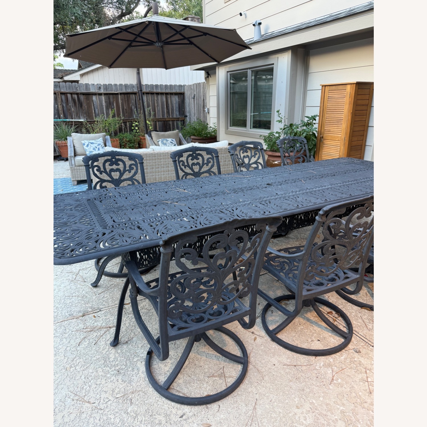 9 Piece Cast Aluminum Outdoor Table and Chairs - image-1