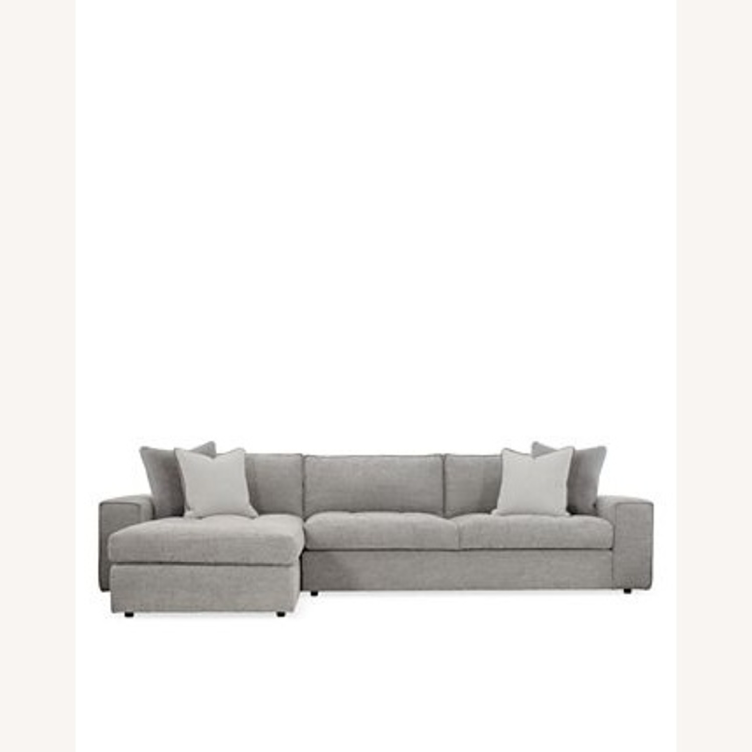 Mitchell Gold Grey Sectional, Feather Pillows - image-5