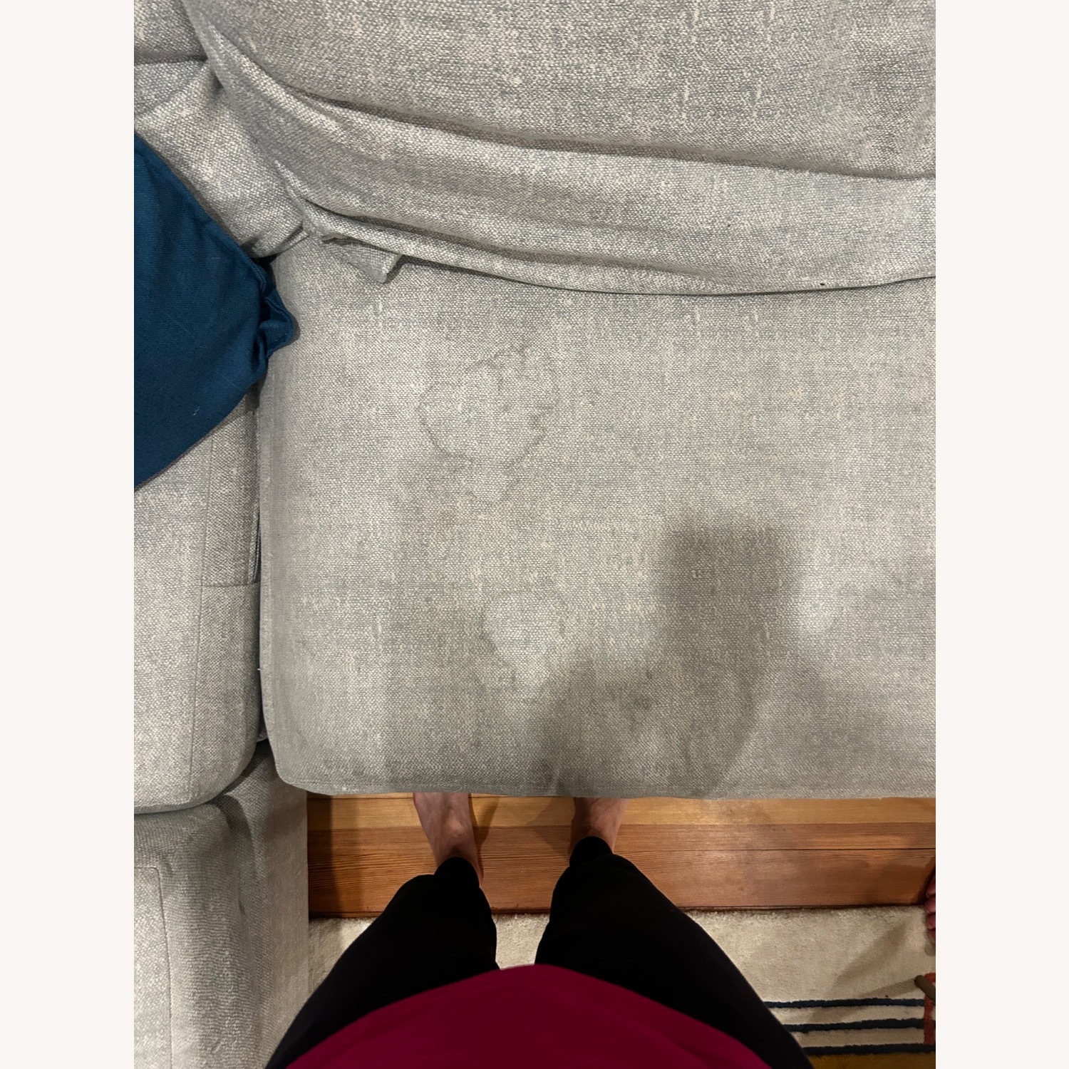 Mitchell Gold Grey Sectional, Feather Pillows - image-2