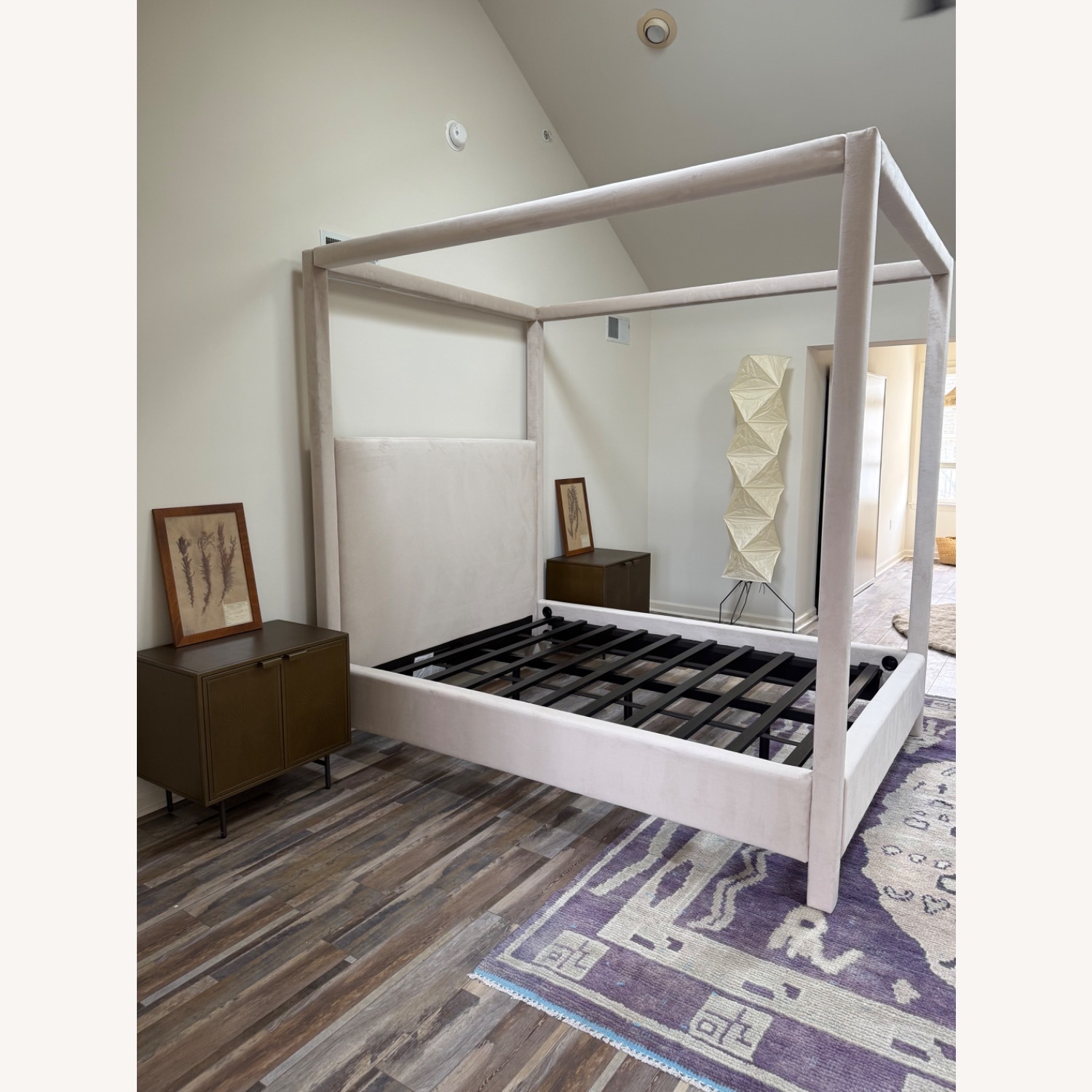 Z Gallerie Paloma Pearl Velvet Canopy Bed  - image-2