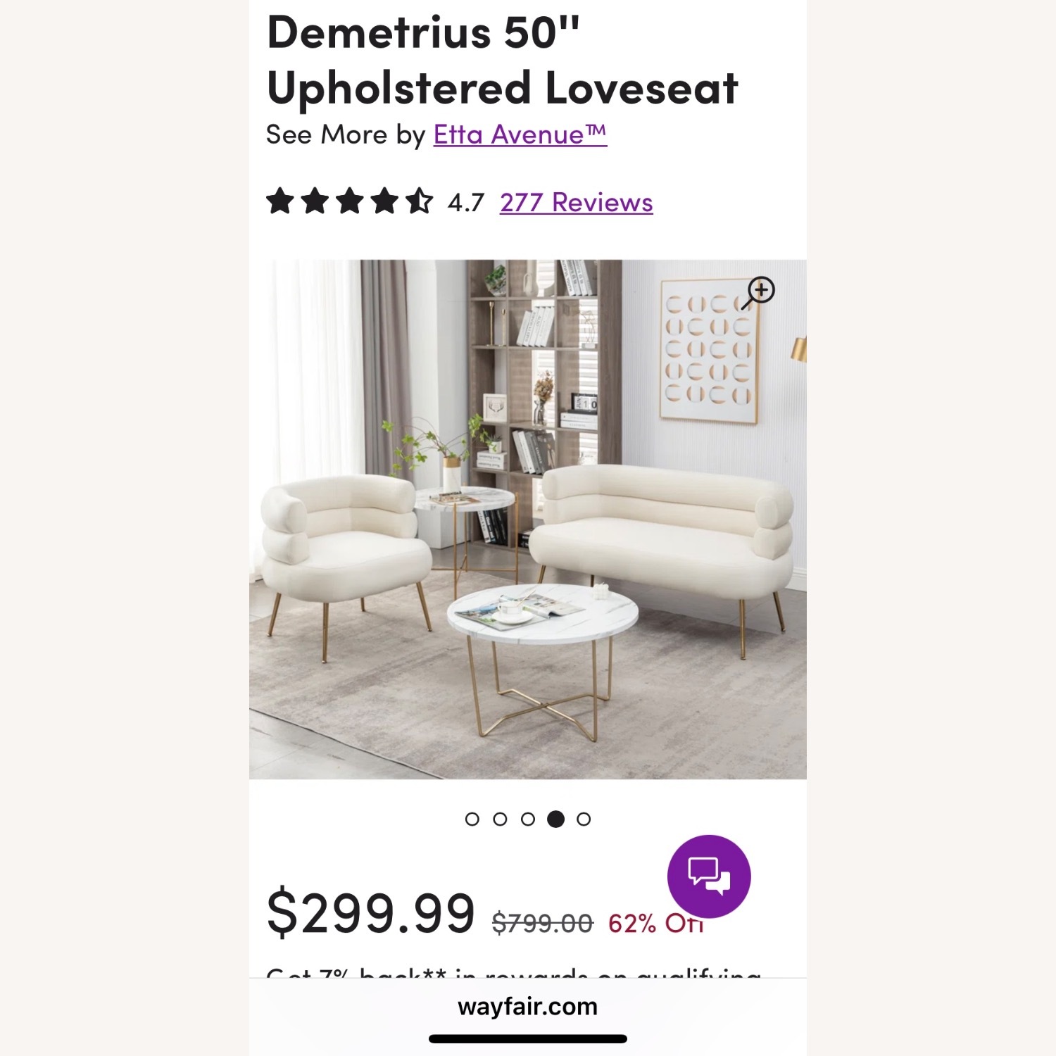 Demetrius Ivory Loveseat - image-3