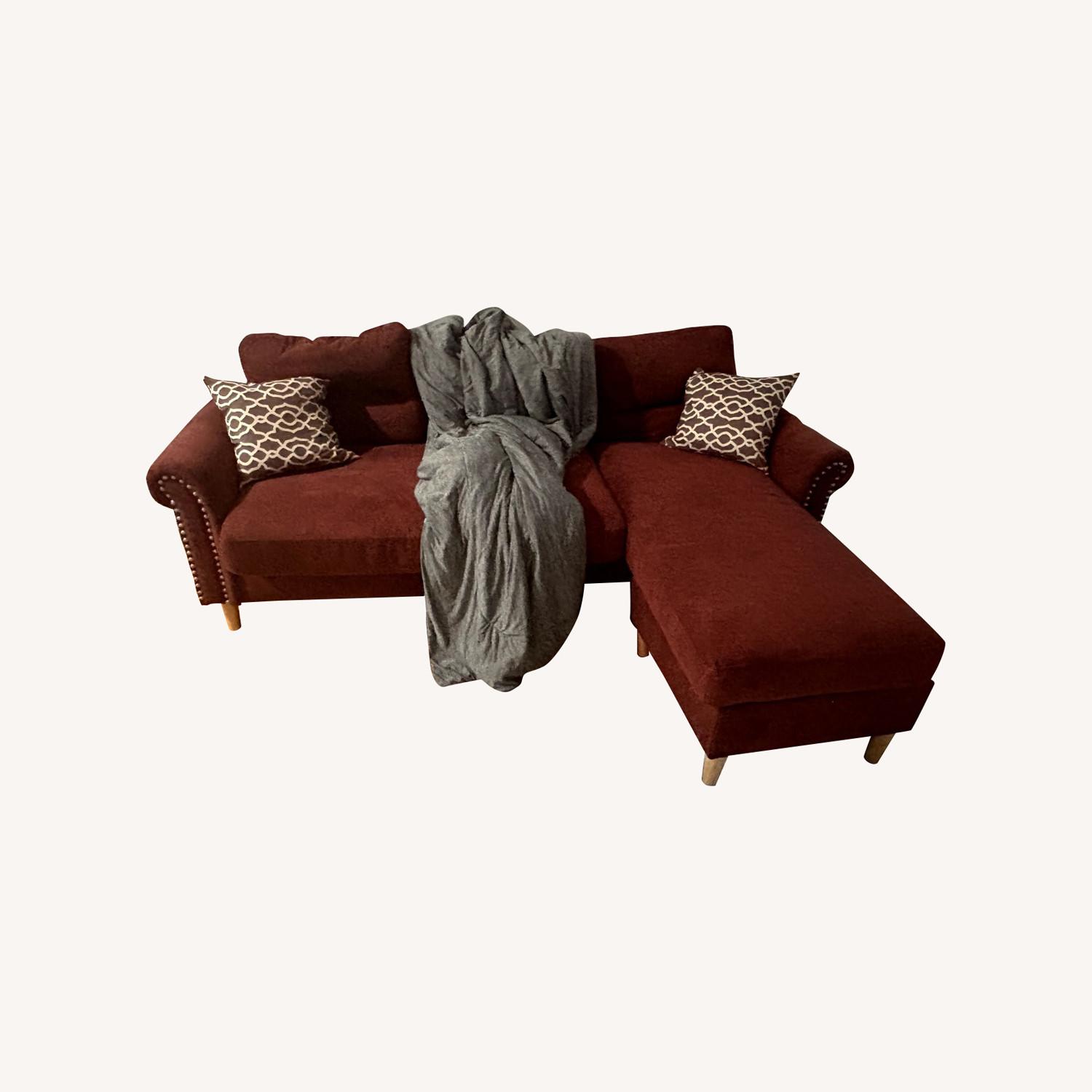 Red Faux Leather Sectional (Assembed) - image-0