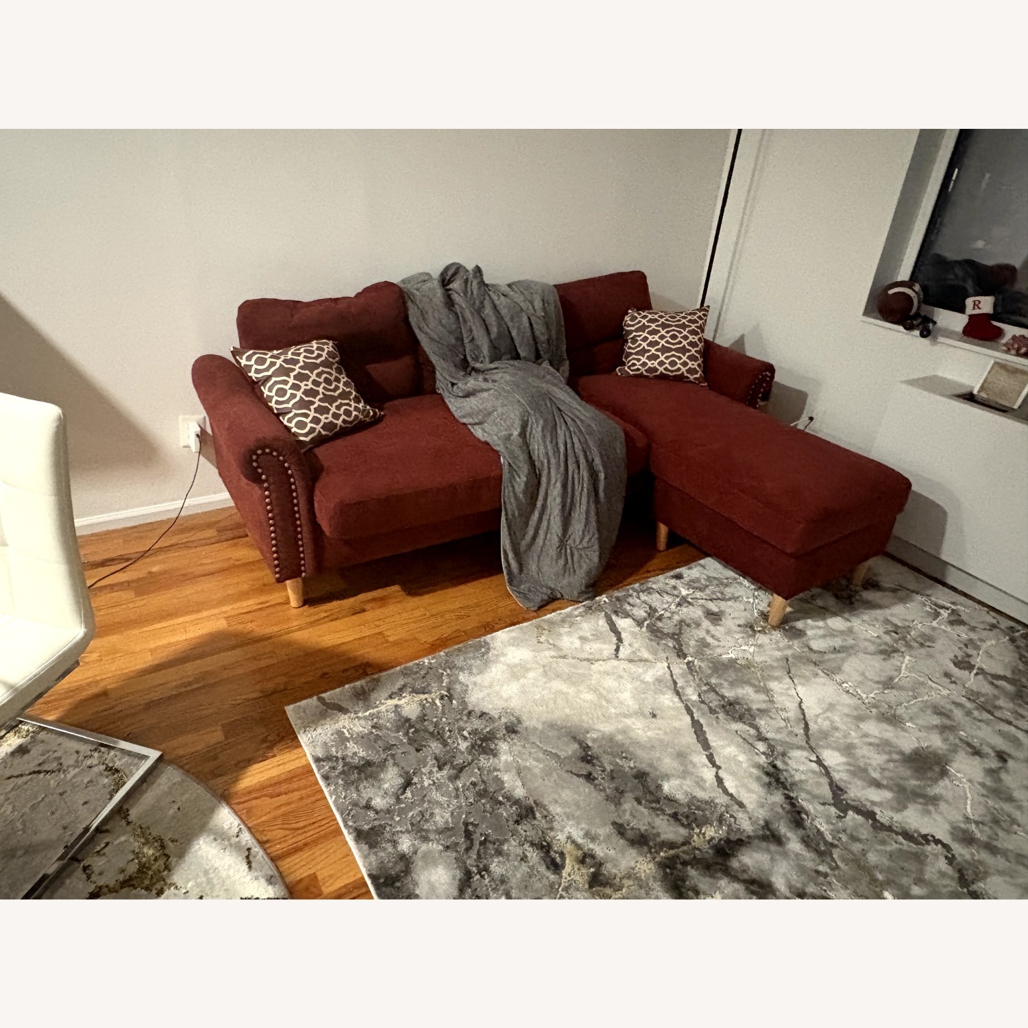 Red Faux Leather Sectional (Assembed) - image-2