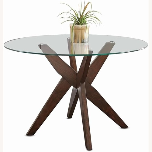 Used Amalie Glass & Wood Dining Table for sale on AptDeco