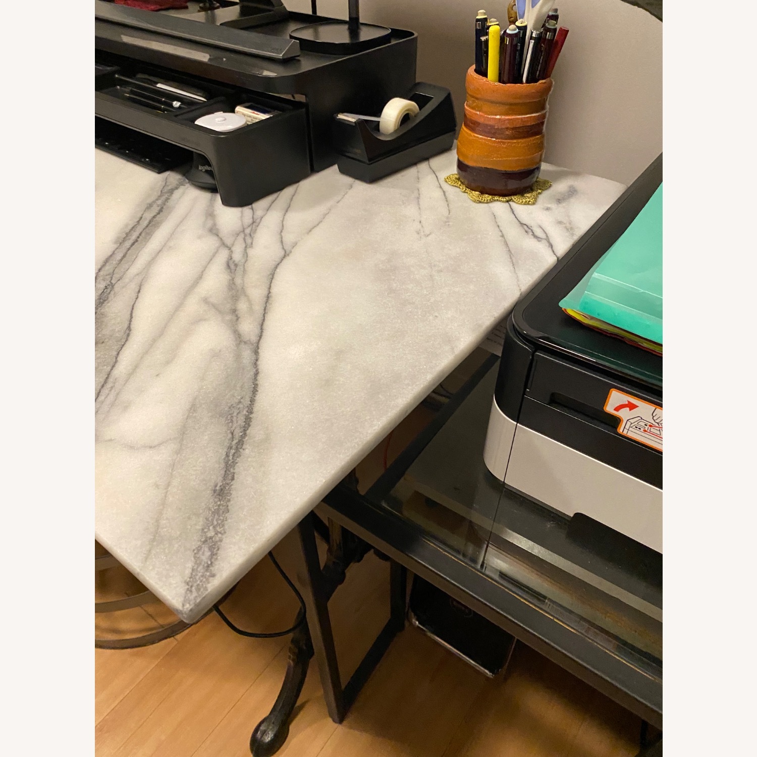 Antique Marble & Iron Desk - image-4