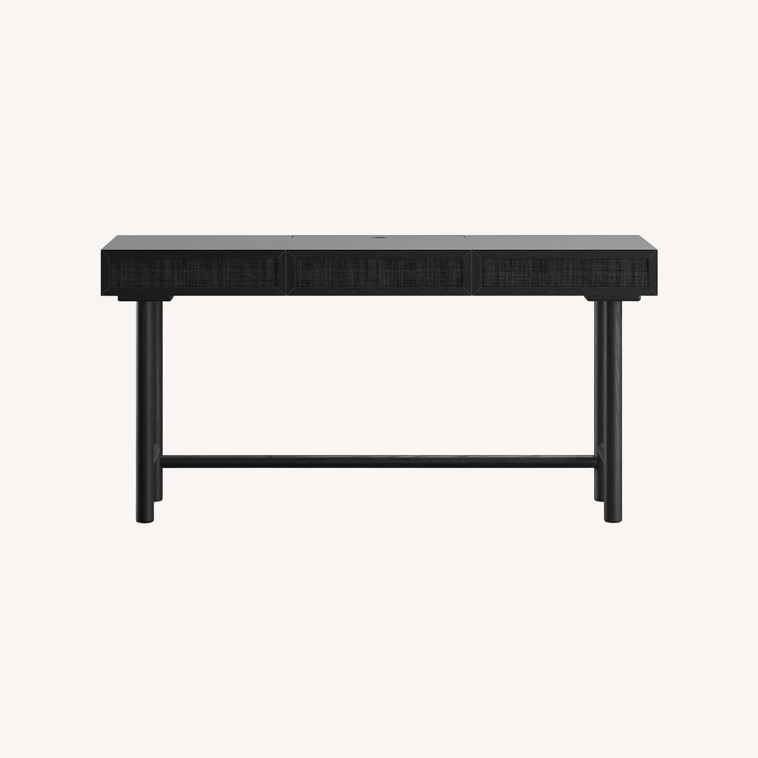 Crate & Barrel Emmer 60" Charcoal Oak Desk - image-0