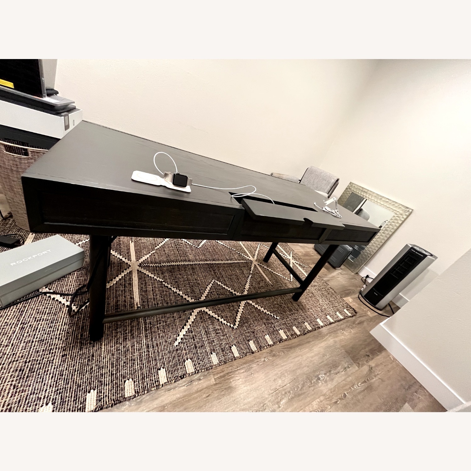 Crate & Barrel Emmer 60" Charcoal Oak Desk - image-8