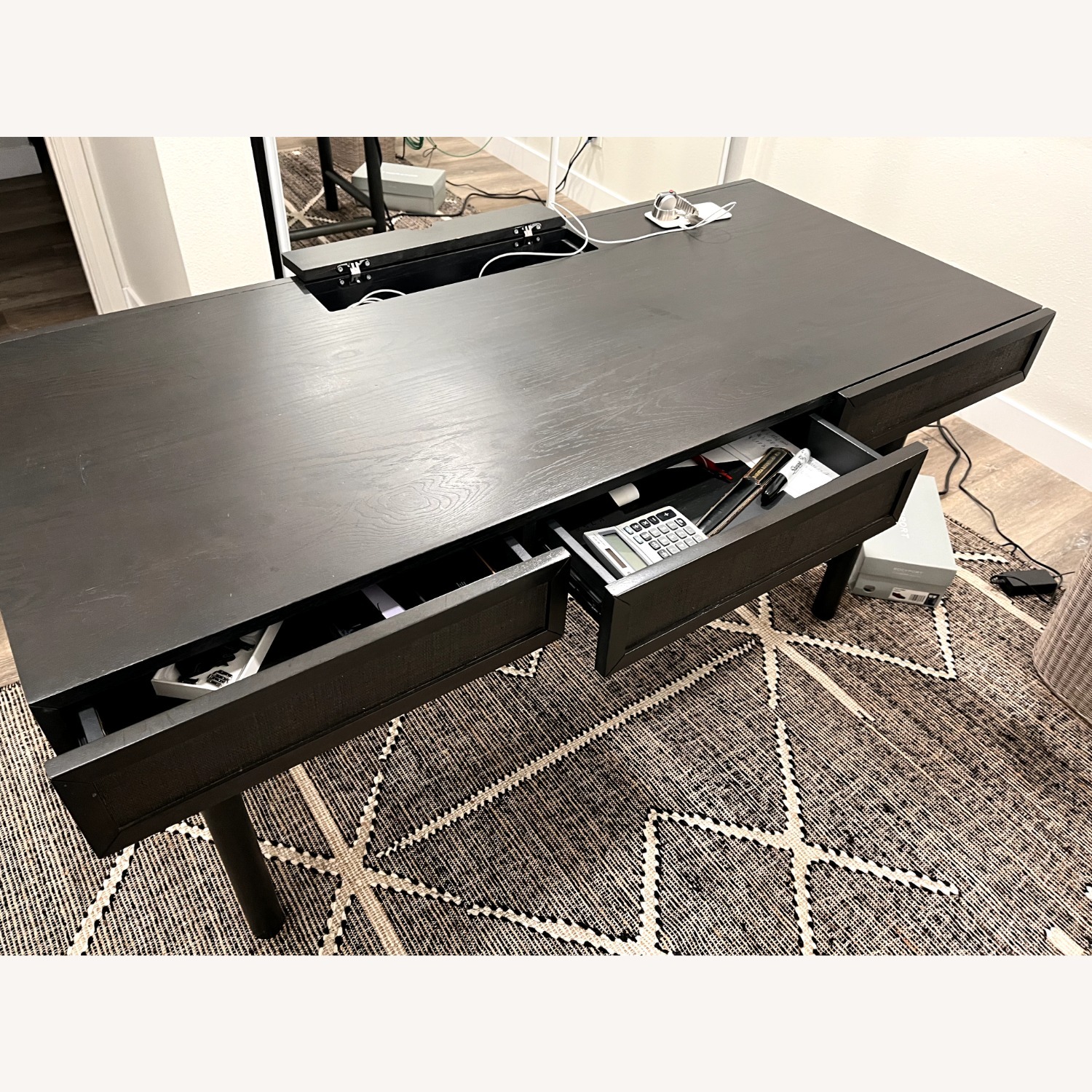 Crate & Barrel Emmer 60" Charcoal Oak Desk - image-6