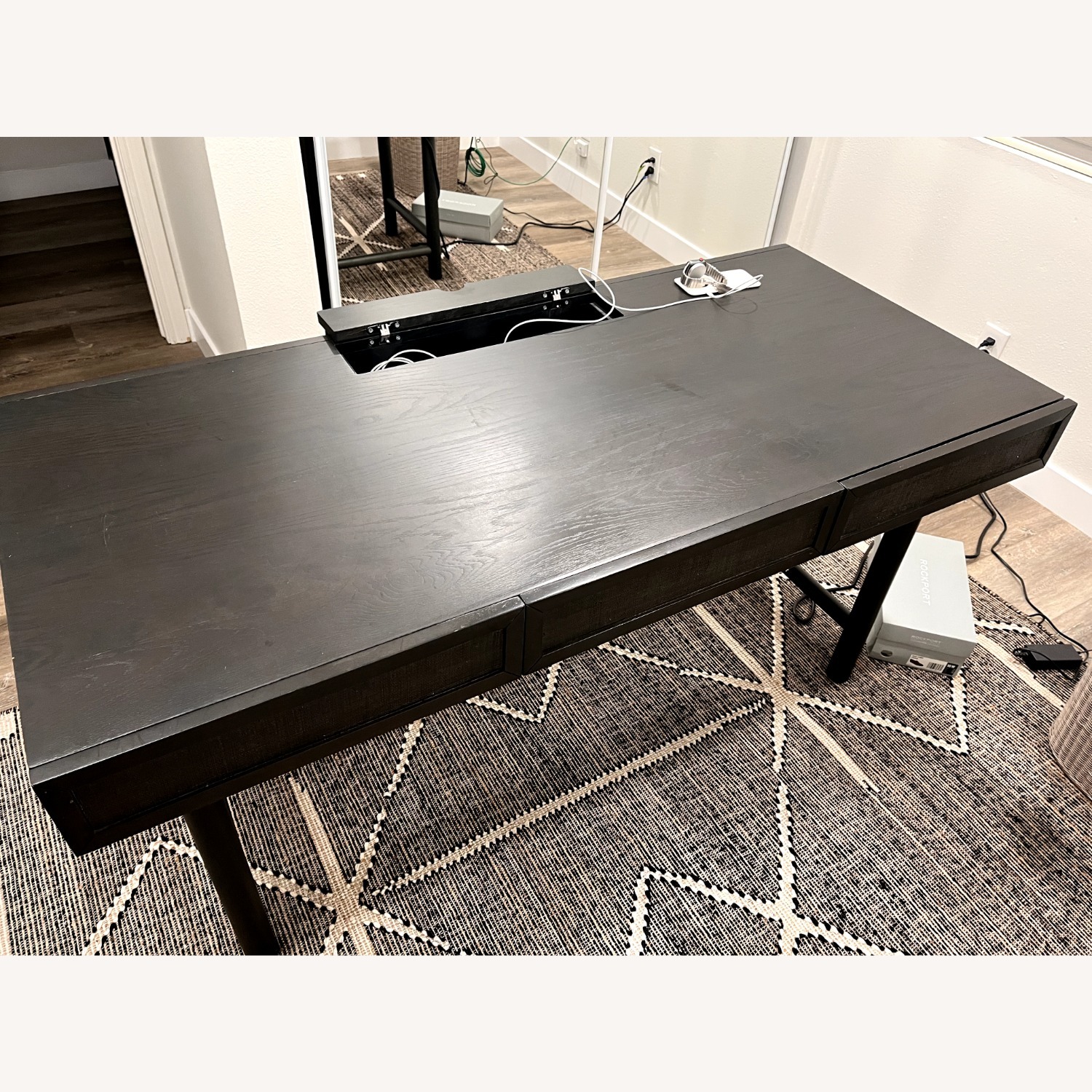 Crate & Barrel Emmer 60" Charcoal Oak Desk - image-1