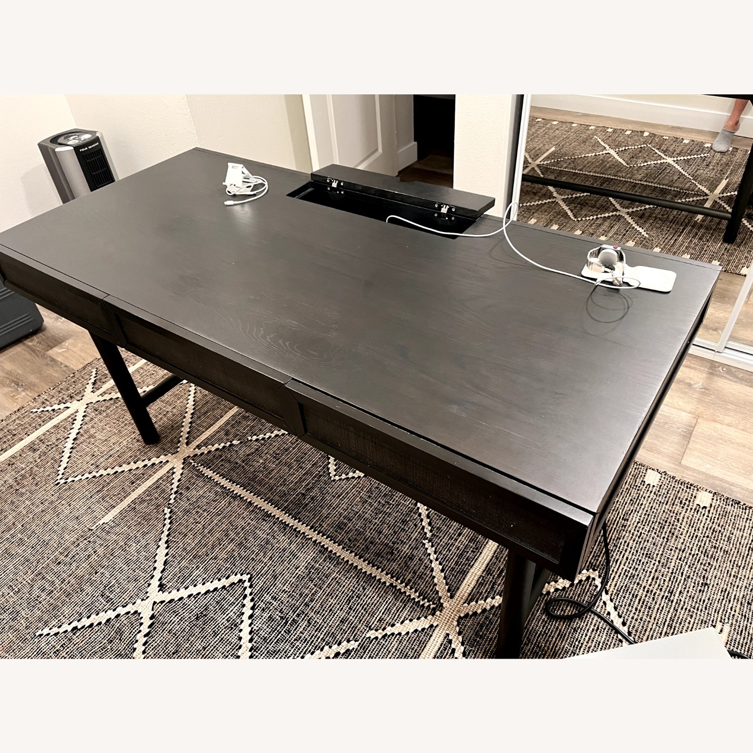 Crate & Barrel Emmer 60" Charcoal Oak Desk - image-2