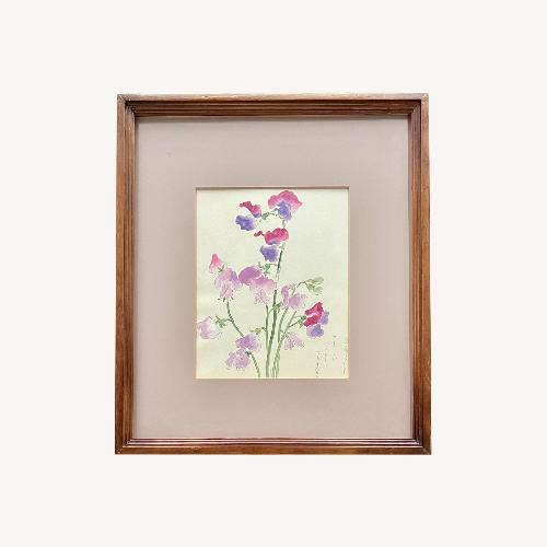 Used Vintage Japanese Watercolor Botanical Lily - Kyoto for sale on AptDeco