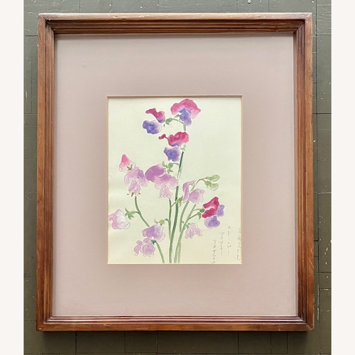 Used Vintage Japanese Watercolor Botanical Lily - Kyoto for sale on AptDeco