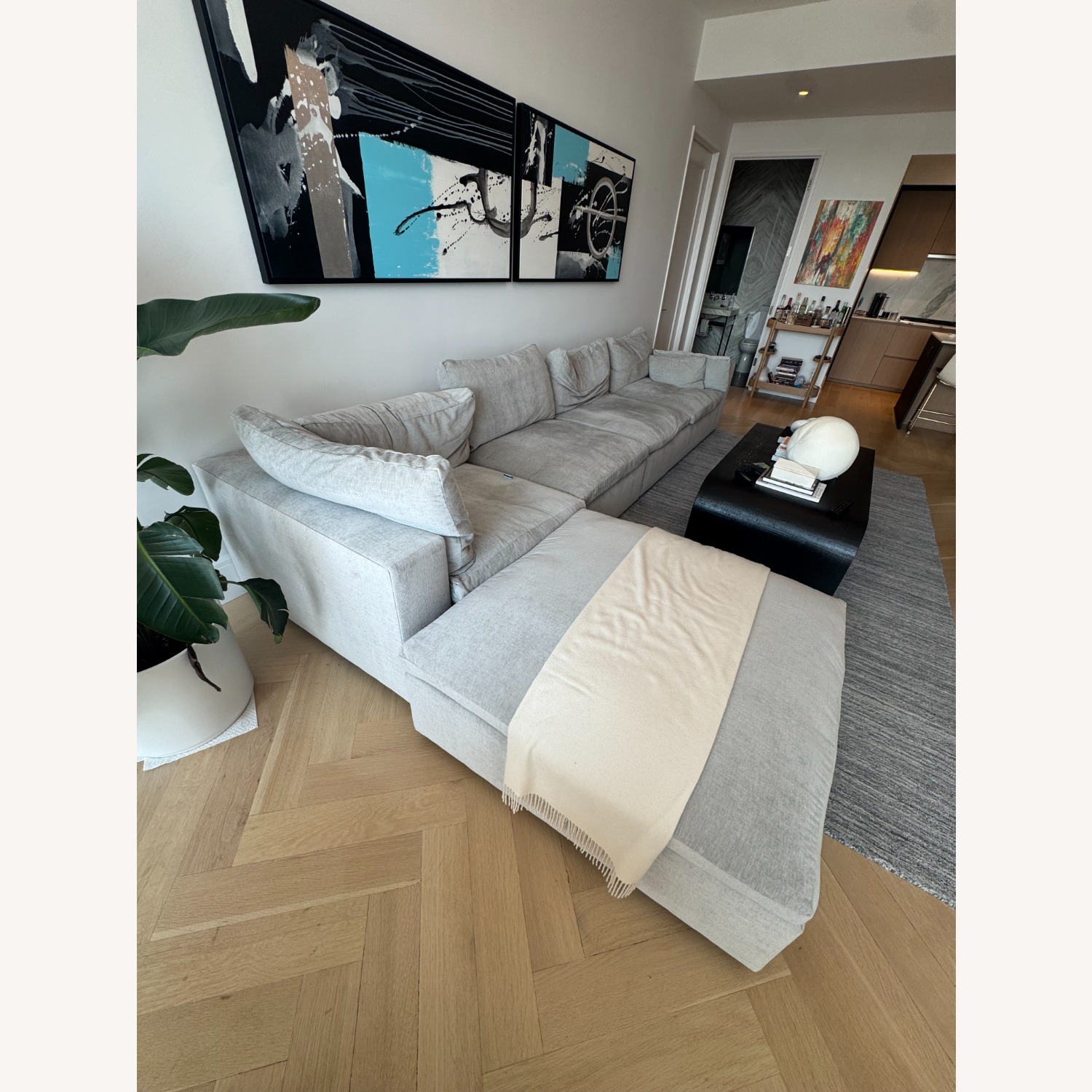 Harmony Modular Distressed Velvet Sectional Sofa - image-3