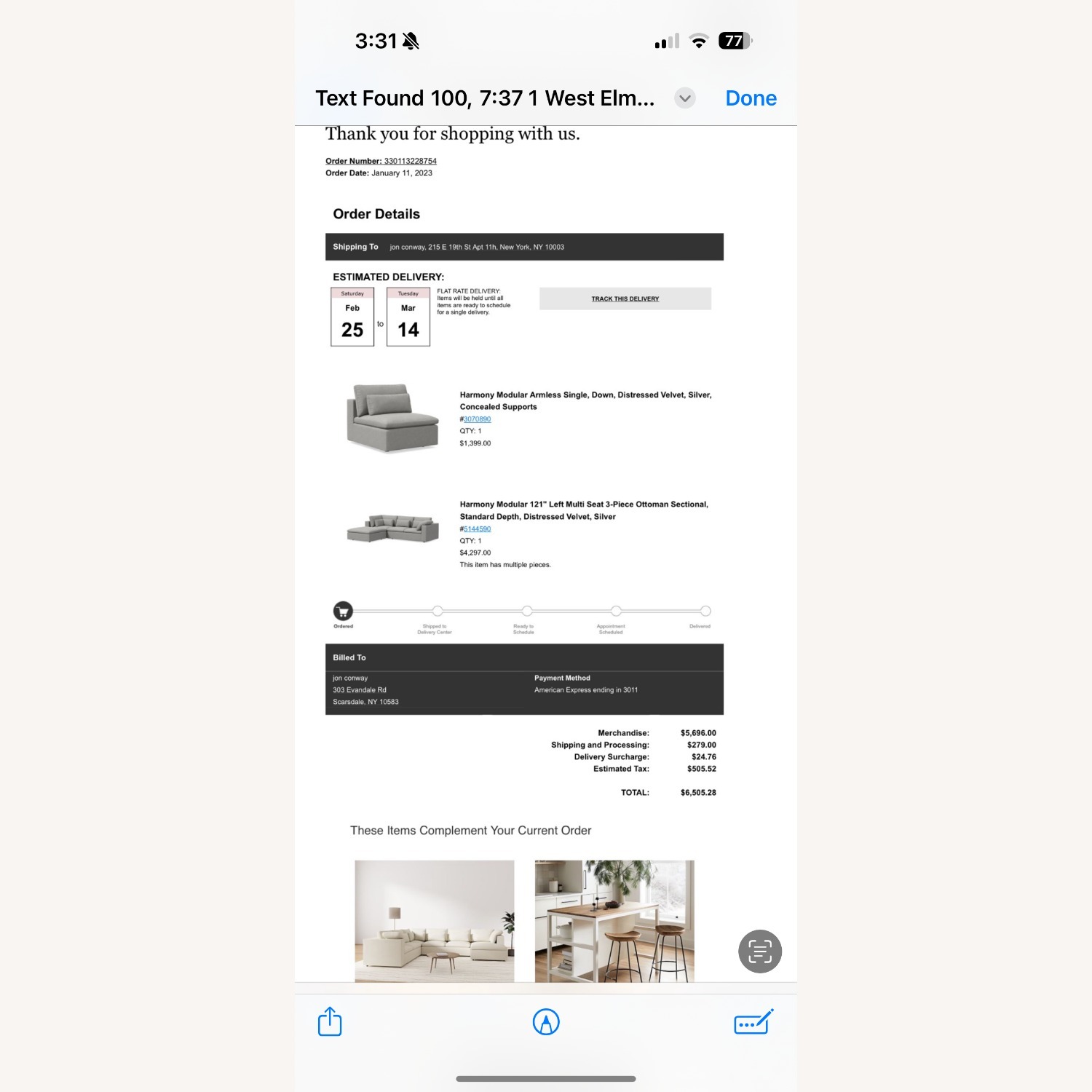 Harmony Modular Distressed Velvet Sectional Sofa - image-1