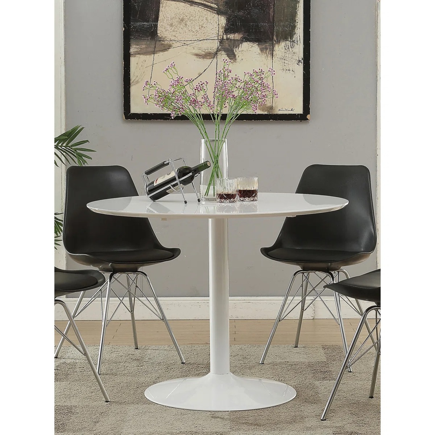 White Round Pedestal Dining Table - image-3