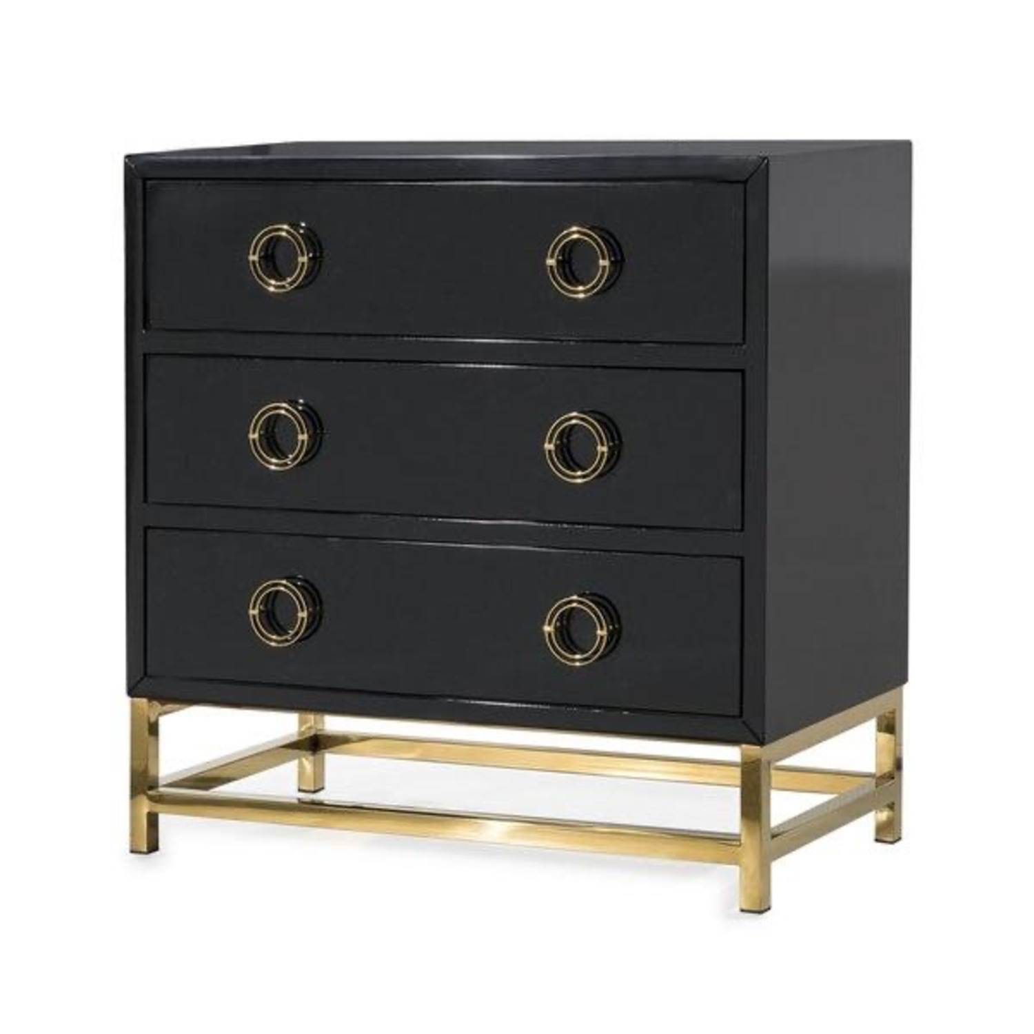 TOV Furniture Black Lacquer Dresser with Gold Base - image-1