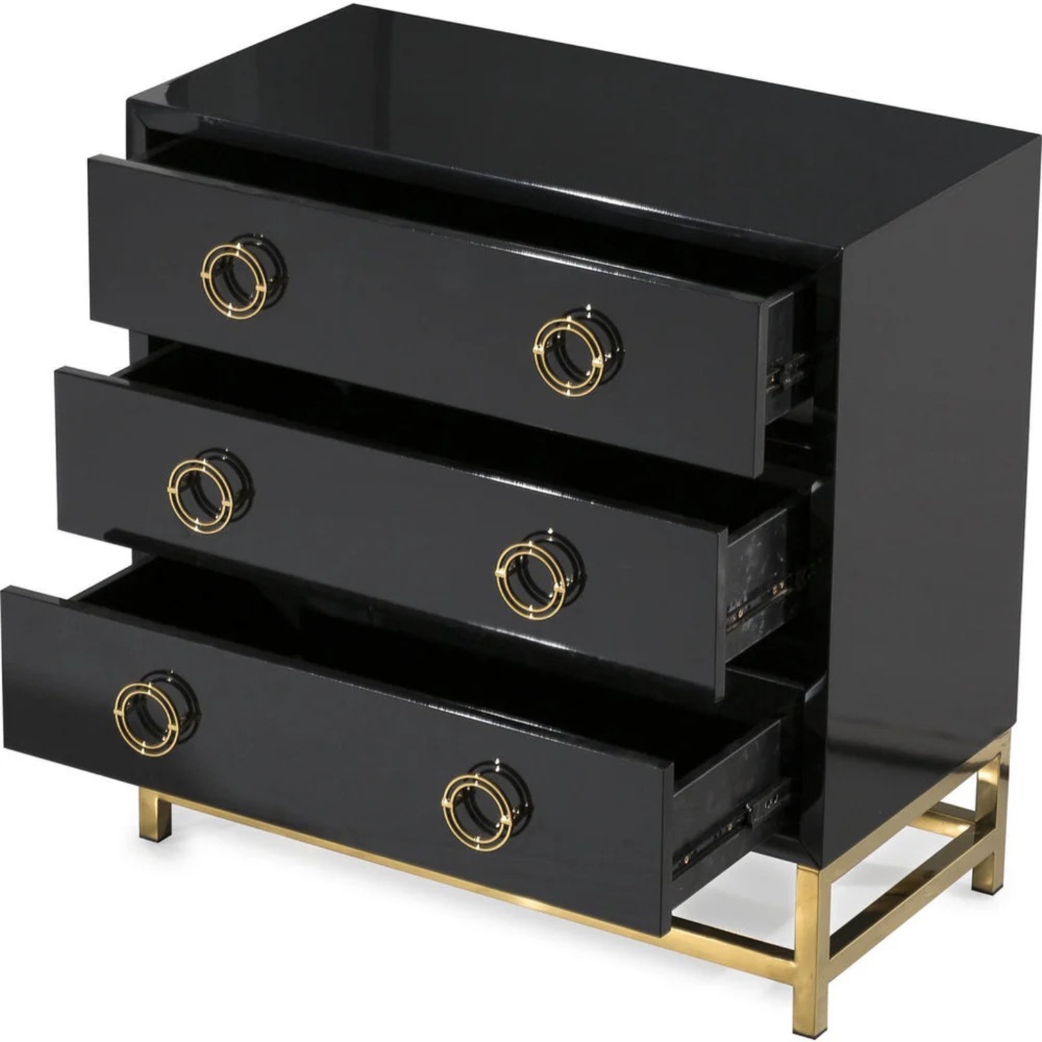 TOV Furniture Black Lacquer Dresser with Gold Base - image-2