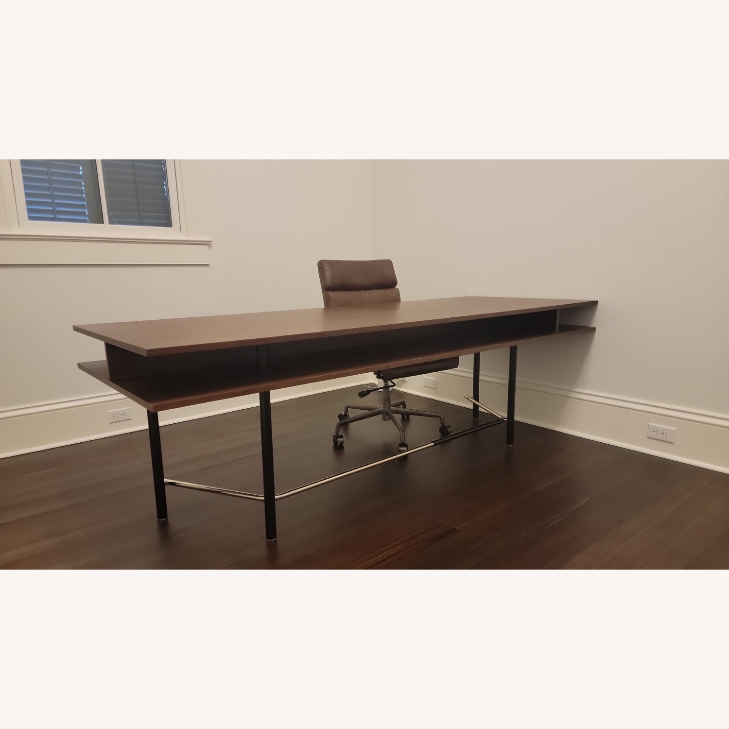 CB2 Portofino 87” Walnut Wood Desk - image-1