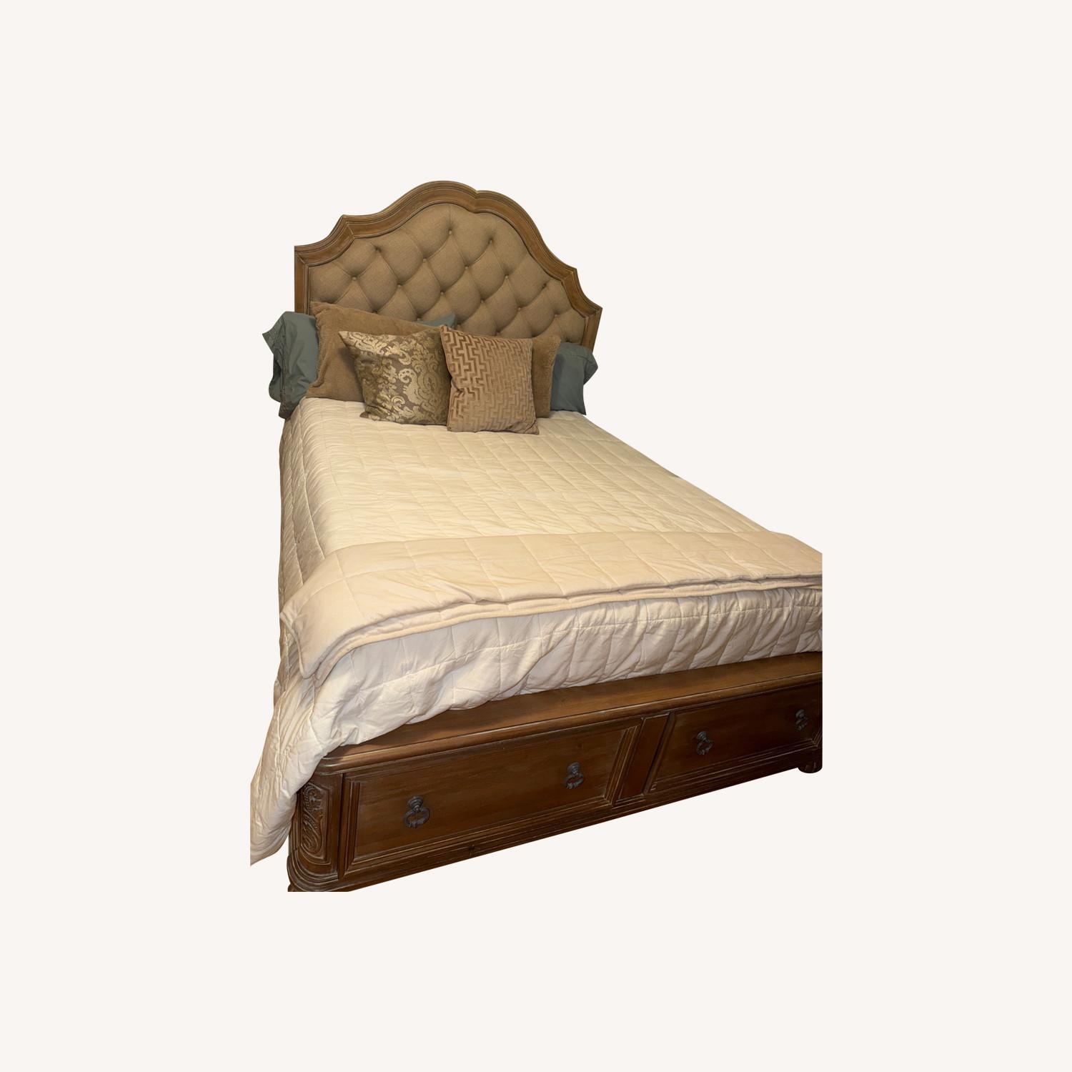Traditional Antique Wood Linen Bed - image-0
